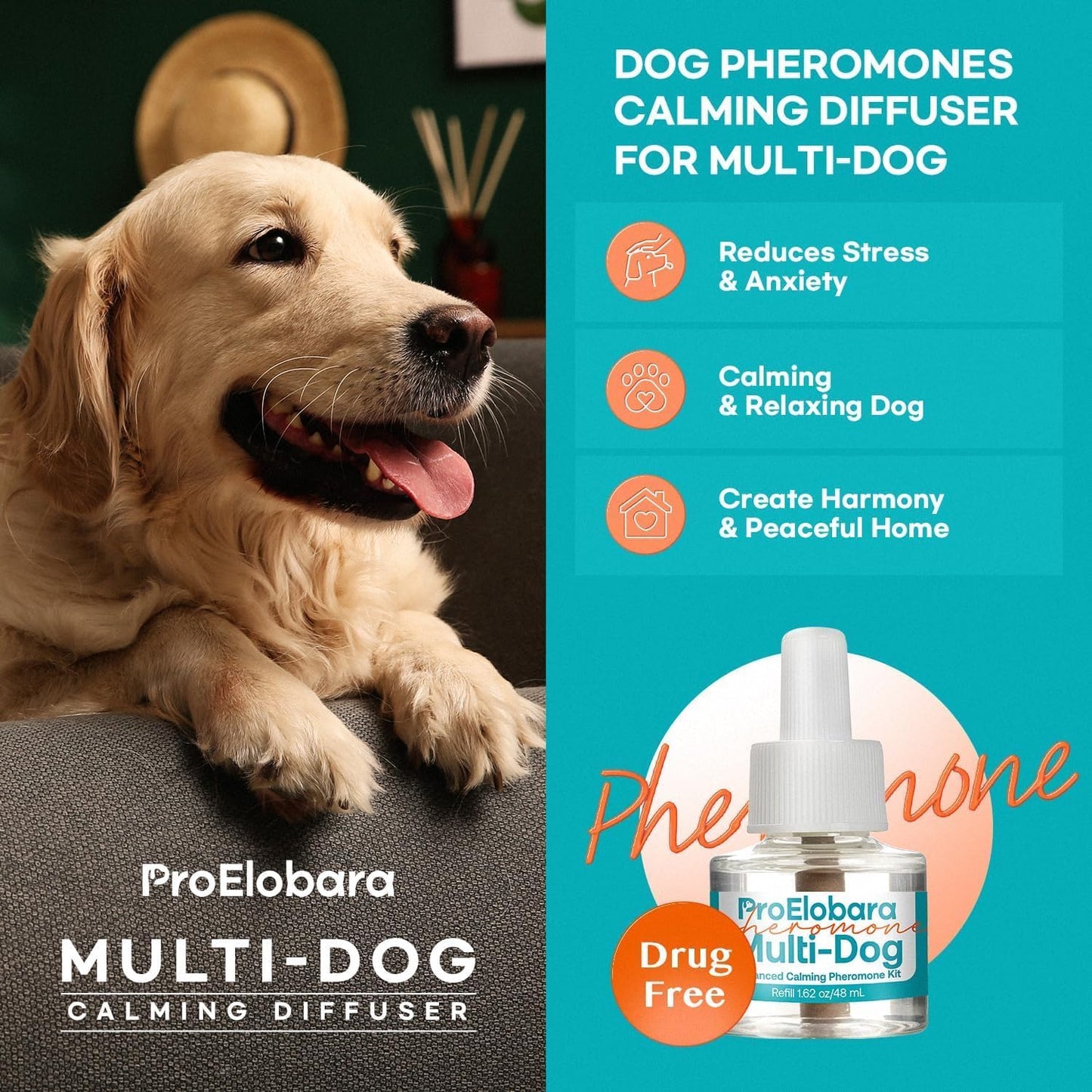 Dog Calming Pheromone Plug Diffuser: Dog Calming Pheromones Diffuser - Calm Dogs 60 Supply