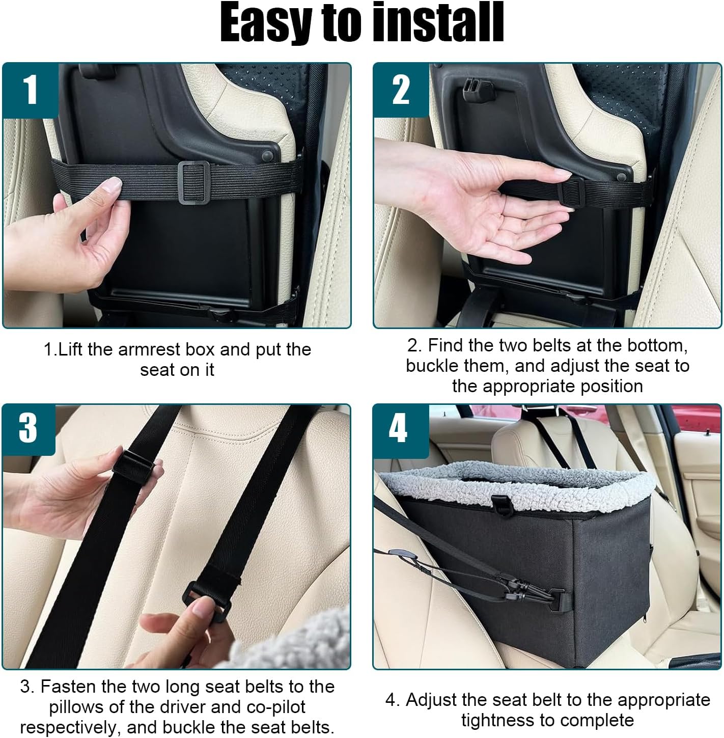 LAMCAN Dog Car Seat, Dog Booster Car Seat for