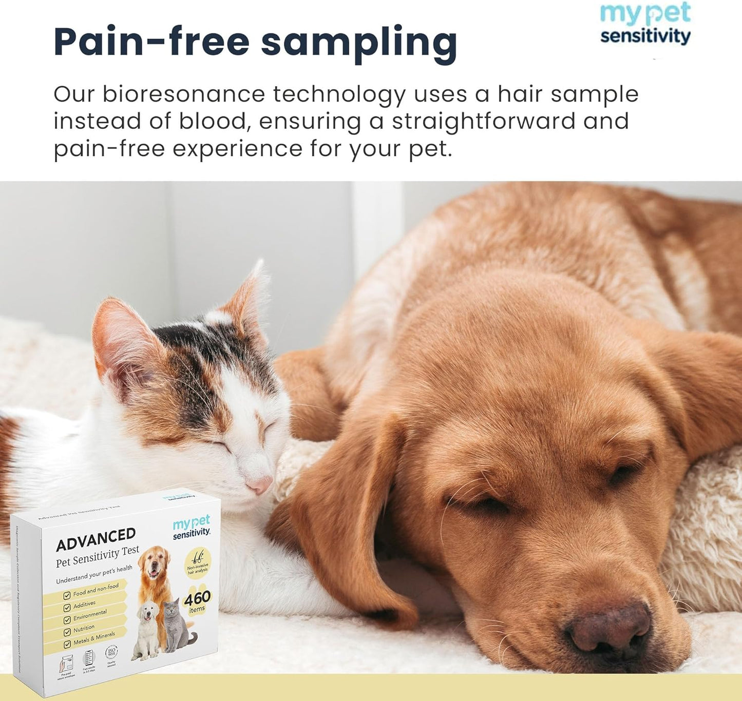Advanced Test - at-Home Pet Test | 460 Items | Quick Results | Non-Invasive Hair Collection | Comprehensive Food, Environment, Nutrient & Mineral Analysis | All Breeds & Ages