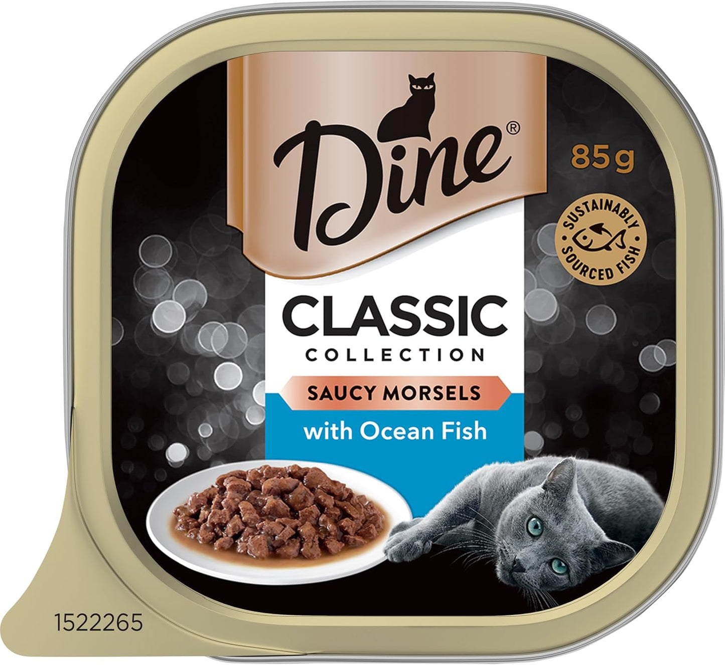 DINE Classic Collection Adult Wet Cat Food Saucy Morsels with Ocean Fish 7 x 85g, 6 Pack (42 Trays)