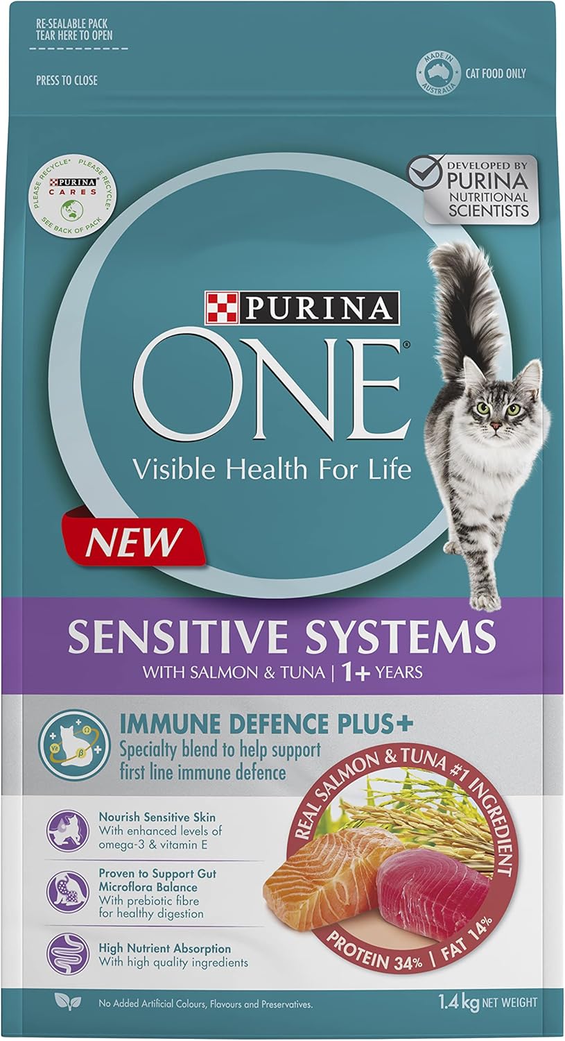 PURINA ONE Adult Dry Cat Food Sensitive Salmon & Tuna 1.4kg