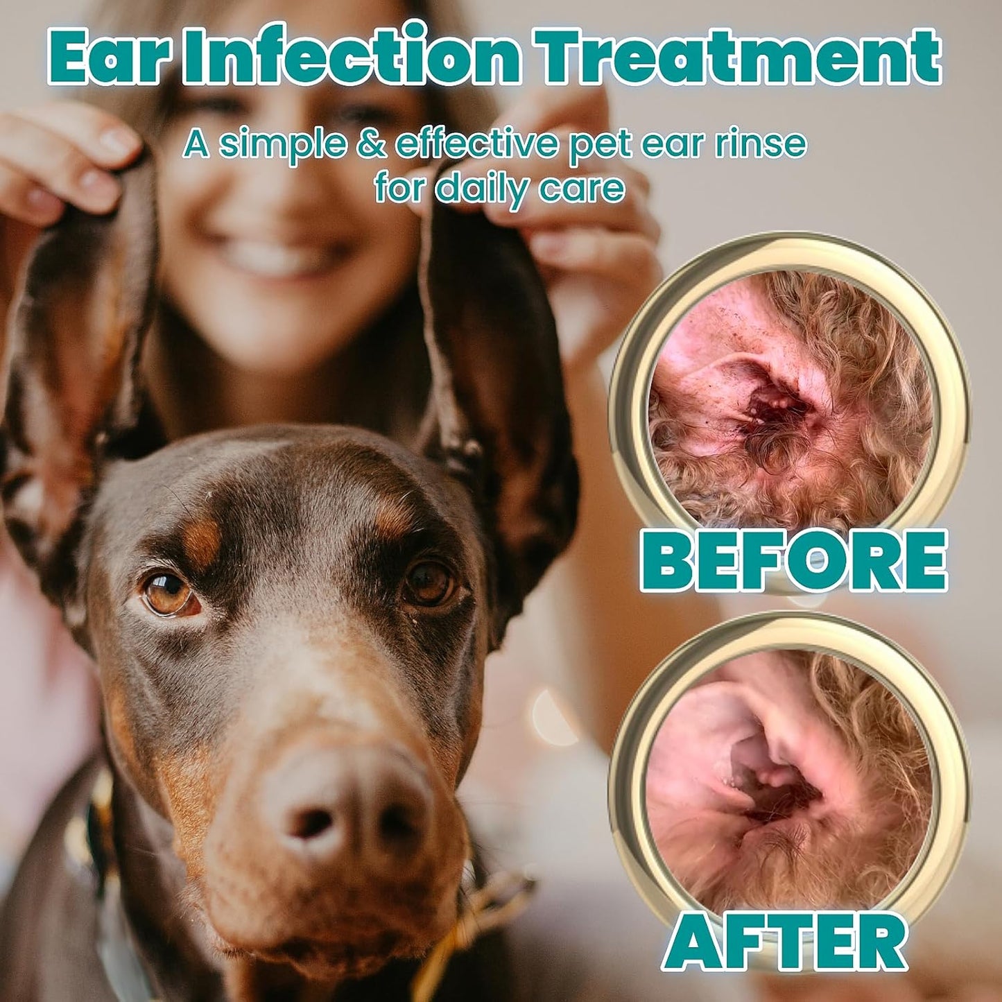Dog Ear Cleaner, Dog Ear Care Liquid, Dog and Cat Ear Cleaner to Eliminates Ear Odour, 4 Fl oz