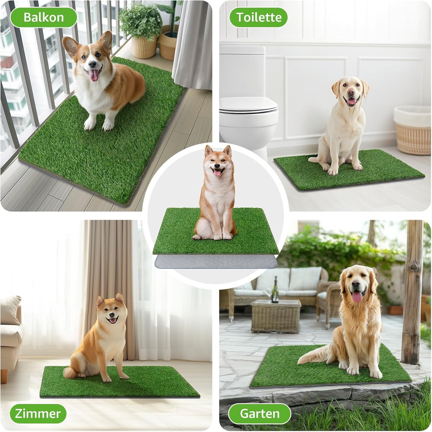 Reusable Dog Toilet, High Permeability Artificial Grass Dog Toilet with Washable Puppy Mat, Puppy Toilet for Home or Apartment