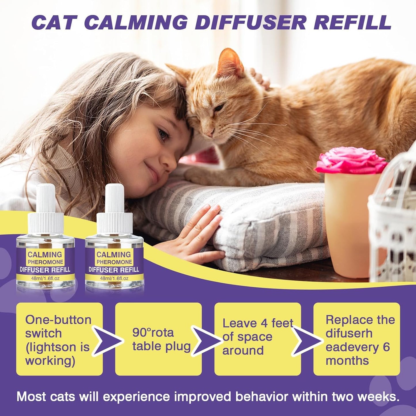 Cat Calming Diffuser Refill, 8 Pack Pheromones for Cats