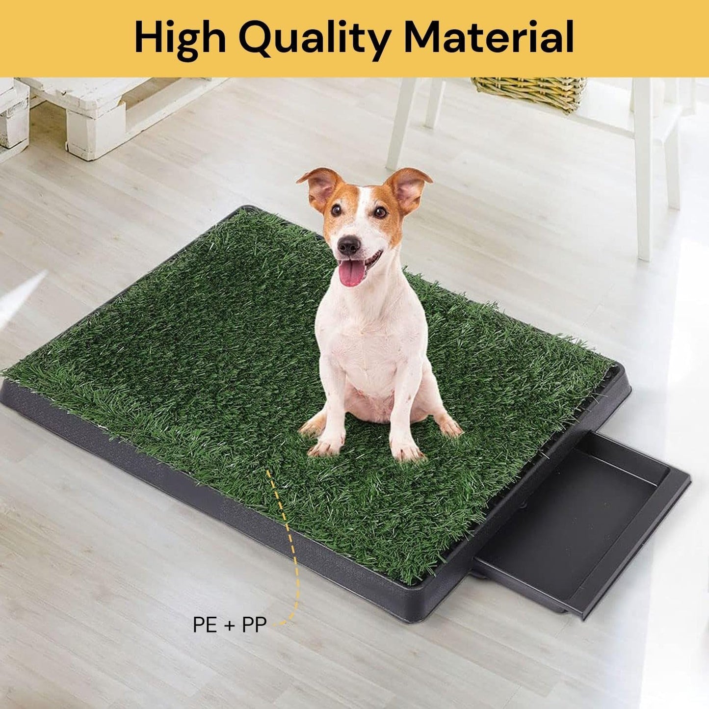 Dog Grass Pad with Tray Large, Puppy Turf Potty Reusable Training Pads with Pee Baffle, Artificial Grass Patch for Indoor and Outdoor Use, Ideal for Small and Medium Dogs
