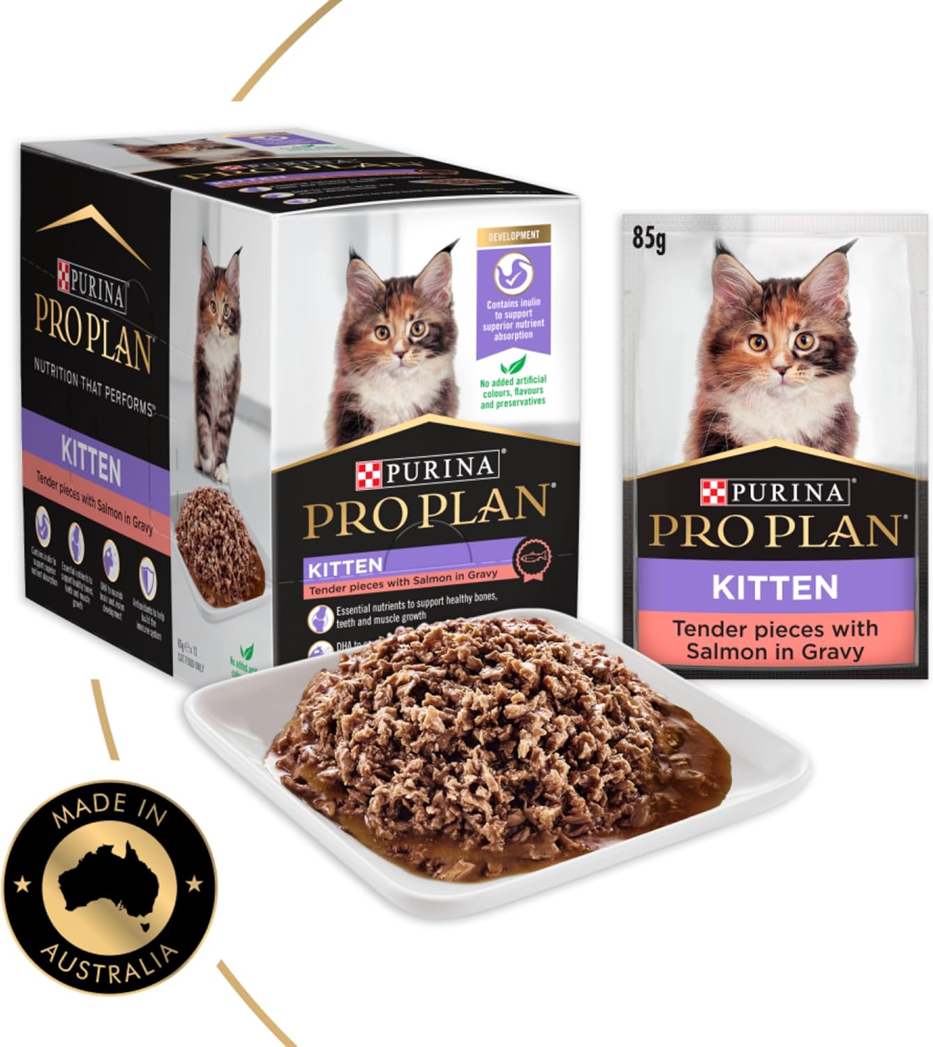 PRO PLAN Kitten Wet Cat Food Salmon in Gravy 12x85g