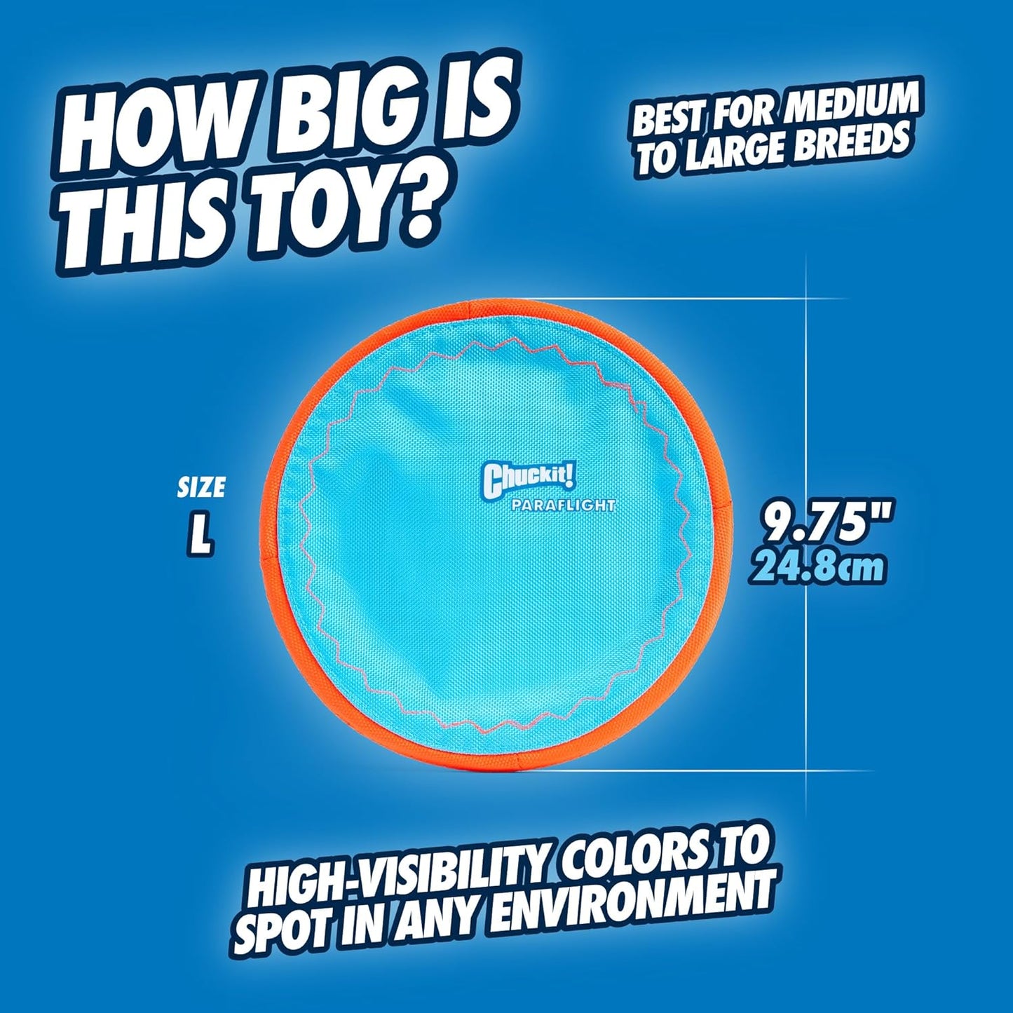 ChuckIt! Paraflight Flyer Dog Toy, Large (Orange/Blue)