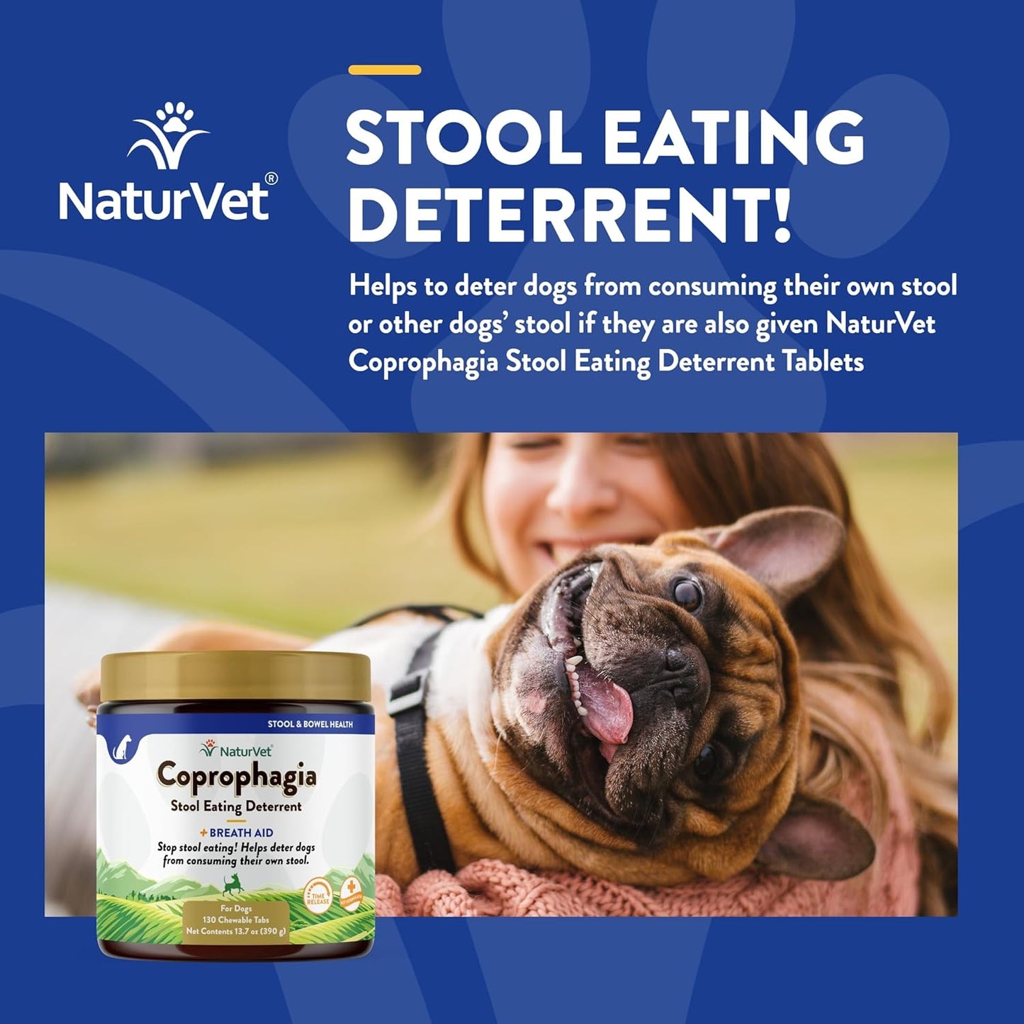 NaturVet Coprophagia Deterrent Tablets, 130 Pills