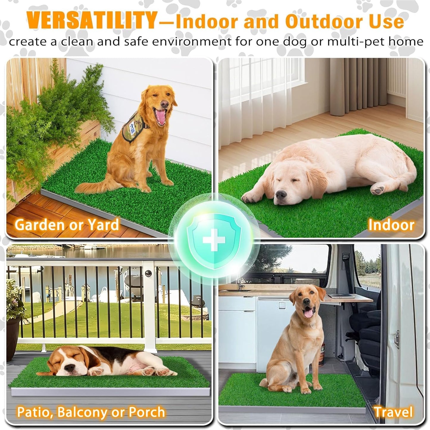 Stainless Steel Dog Grass Pad with Tray, Odor-Resistand & Easy to Clean Indoor/Outdoor Puppy Potty System,Durable Alternative to Plastic Dog Litter Box with Artificial Grass for Dogs Potty Training