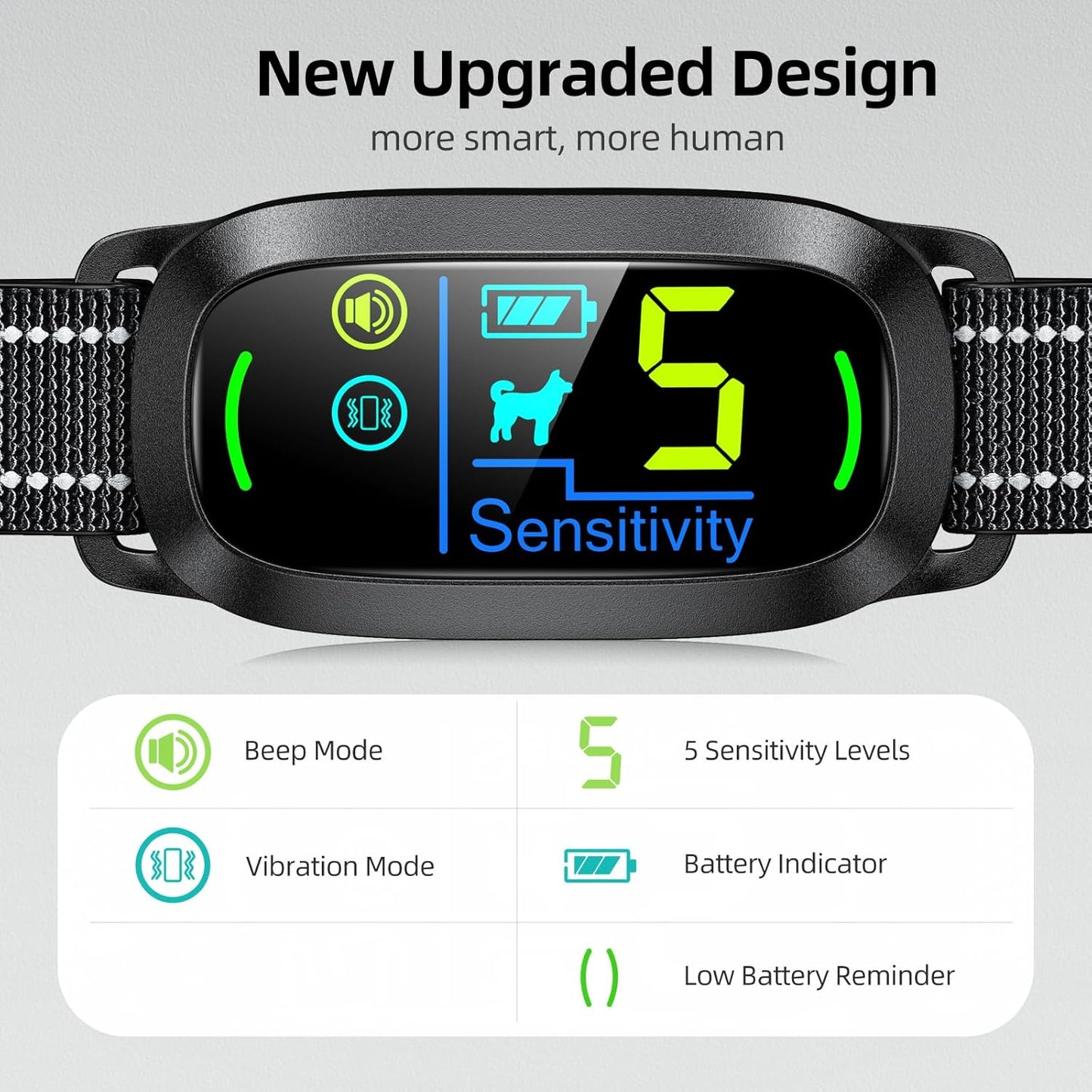 Dog Bark Collar for Large Medium Small Dogs, Rechargeable Smart Bark Collar, Anti Barking