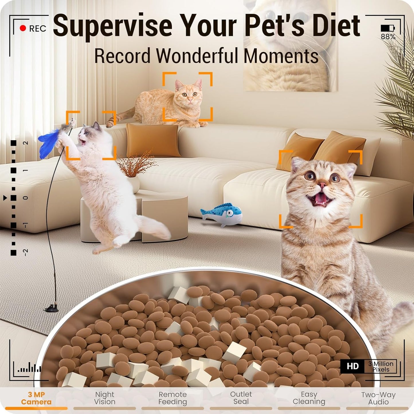 Frienhund Automatic Cat Feeder with 2K HD Camera: 5G WiFi Automatic Dog Feeder