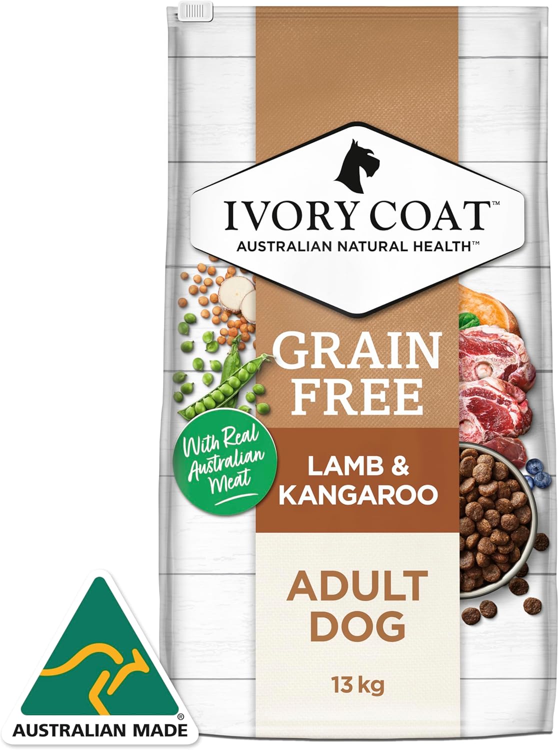 Ivory Coat 17024 Adult and Senior Lamb & Kangaroo Grain Free Dog Food (13kg + 2kg Free, 15kg)