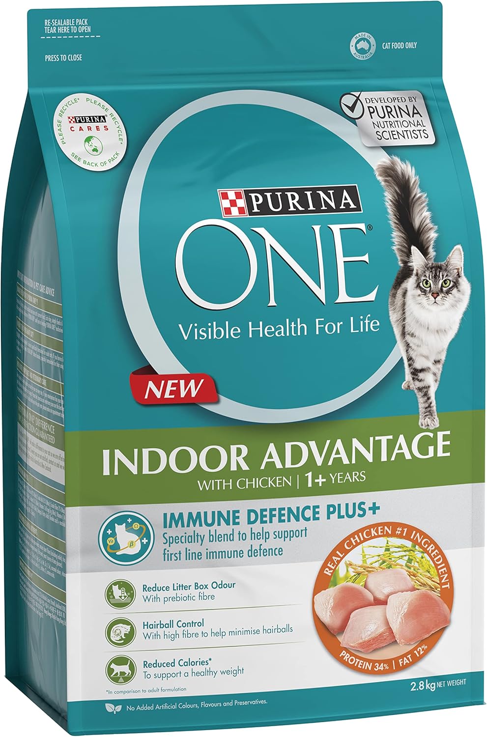 PURINA ONE Adult Dry Cat Food Indoor Chicken 2.8kg