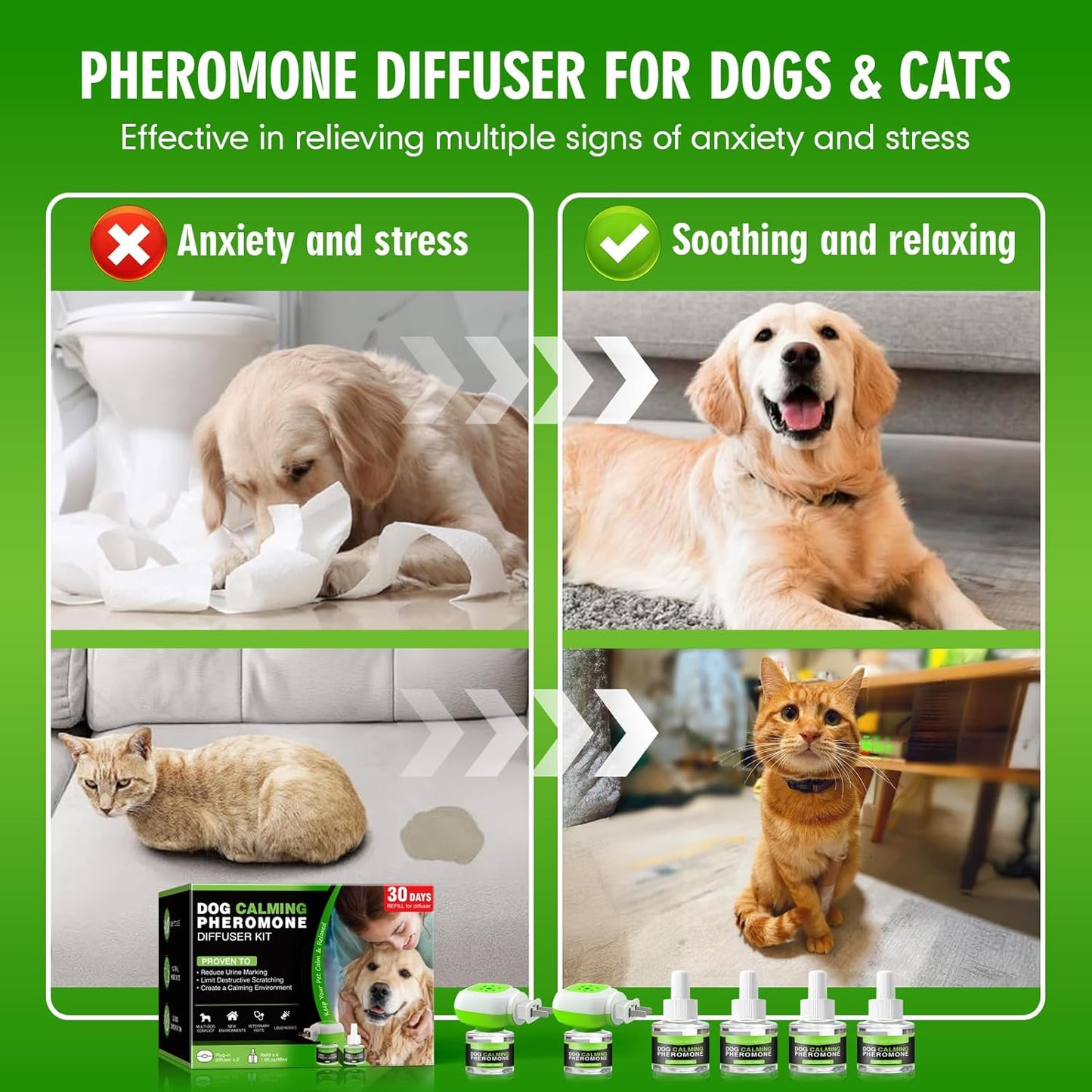 Dog Pheromone Calming Diffuser–100% Natural Anxiety Relief for Dogs