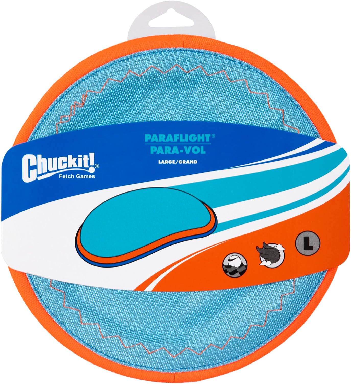 ChuckIt! Paraflight Flyer Dog Toy, Large (Orange/Blue)