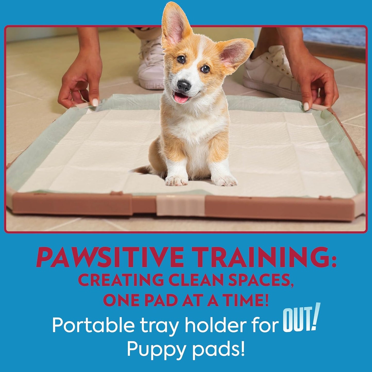 OUT! PetCare Dog Pad Holder Tray, Safe, Effective, Dog Pee Pad Tray- 21x21