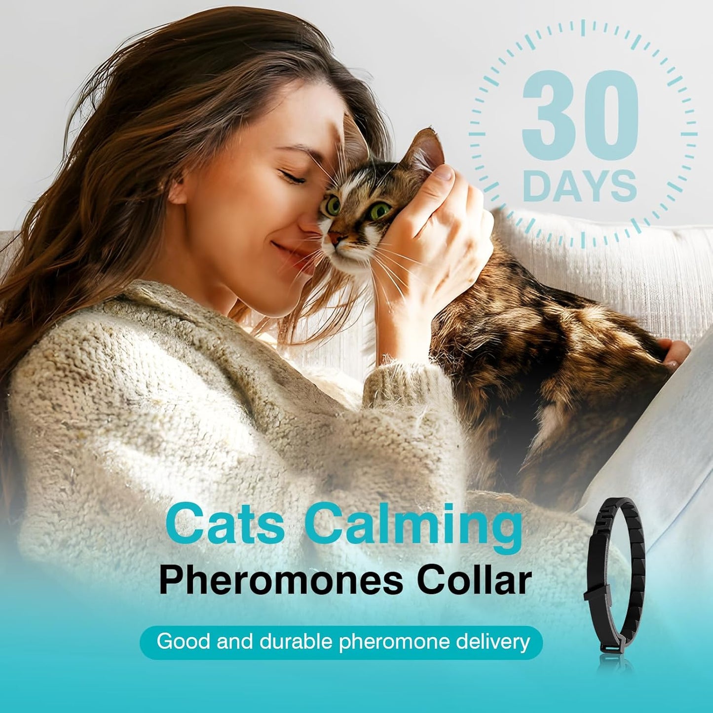 Cat Calming Pheromone Collar, 4 Pack, Black, 15 inches, Universal Fit, Waterproof