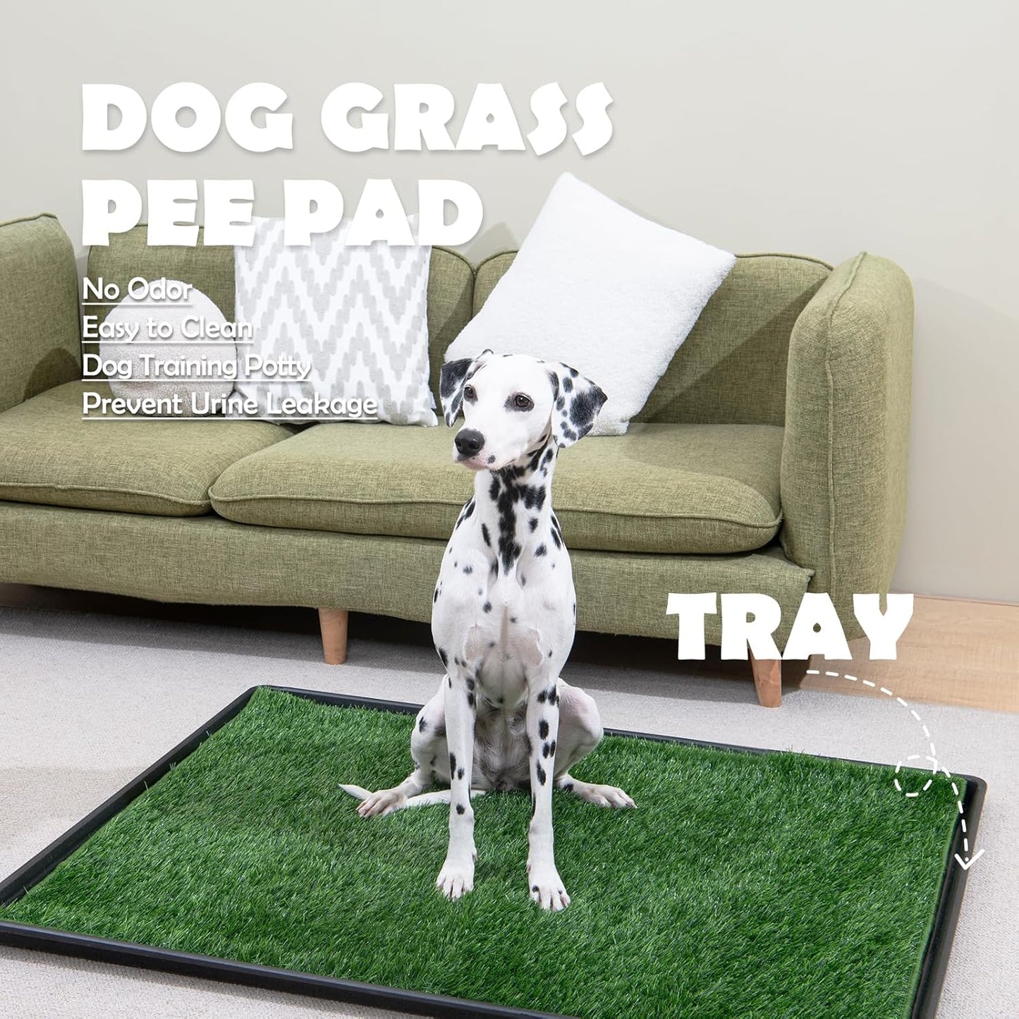 MEEXPAWS Large Dog Grass Toilet with Tray,85×59 cm Puppy Toilet Training Grass with 2 Artificial Grass Pads & 2 Pee Pads,Rapid Drainage for Indoor Use