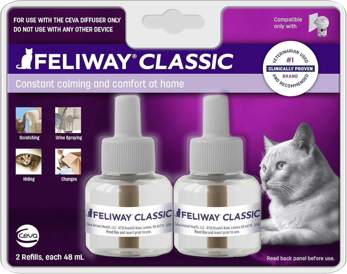 FELIWAY 30 Day Diffuser Refill for Cats, Pack of 2