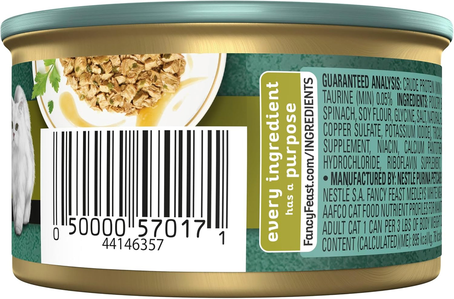 Fancy Feast Medleys Adult Wet Cat Food White Meat Chicken Florentine with Garden Greens in Sauce 24x85g