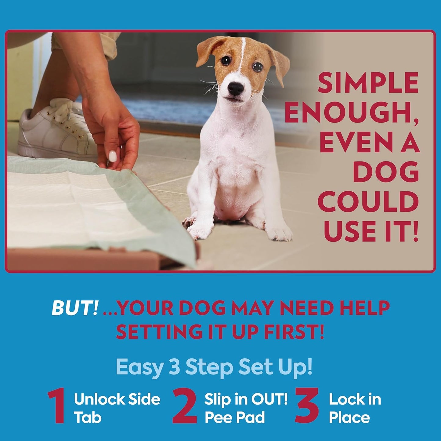 OUT! PetCare Dog Pad Holder Tray, Safe, Effective, Dog Pee Pad Tray- 21x21