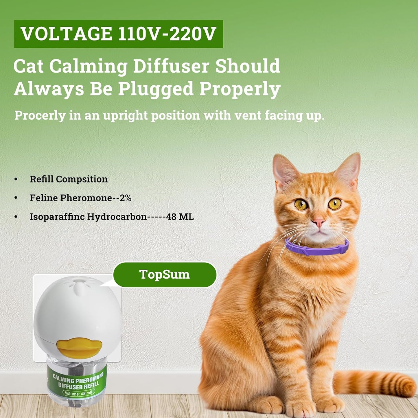 Cat Calming Diffuser Plug in Kit - 6 Pack Pheromone Diffuser for Anxious Cats, Anti-Stress & Comforting Solution with 2 Diffusers & 6 Refills +2pcs Calming Collar