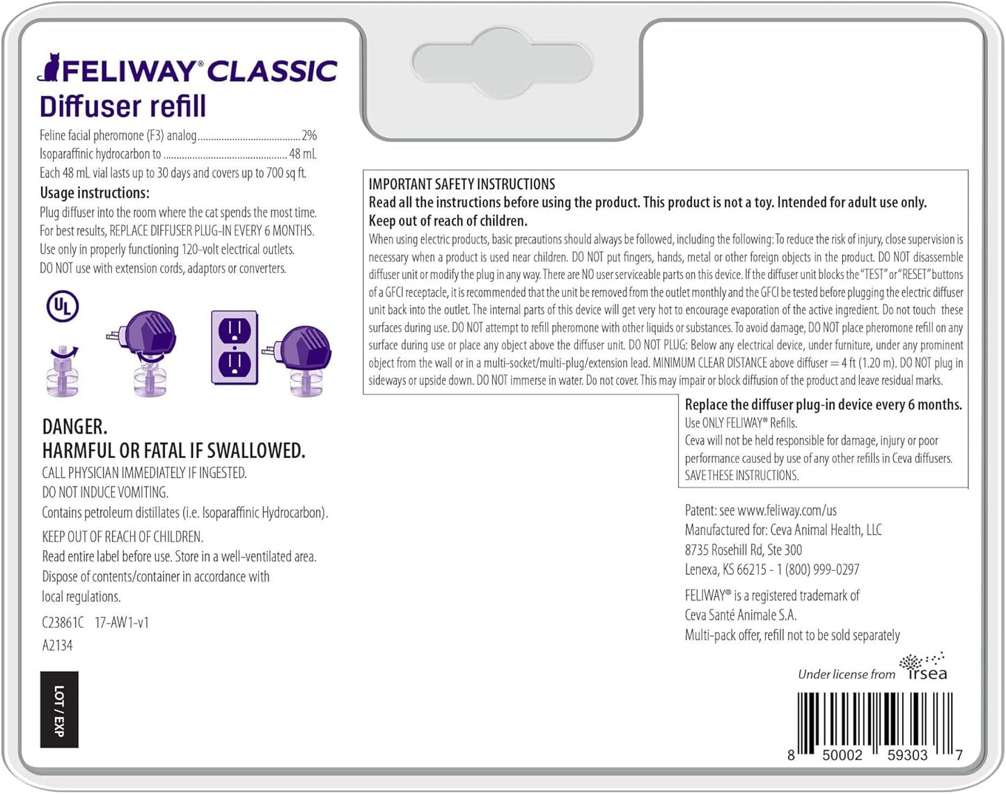 FELIWAY 30 Day Diffuser Refill for Cats, Pack of 2