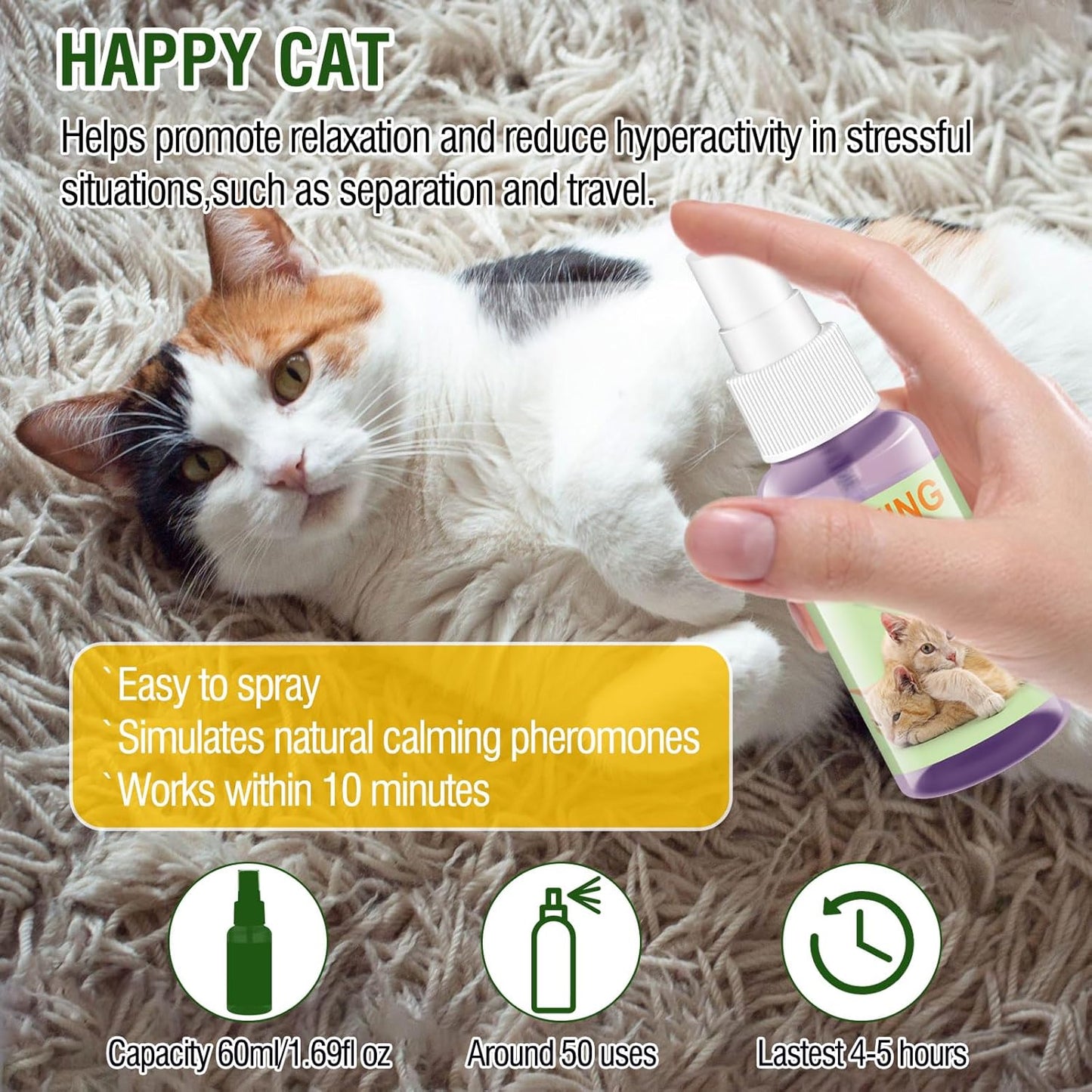 Cat Calming Pheromone Diffuser and Spray,Relieve Anxiety Stress Reduce Fighting and Scratching,Fits All Cats