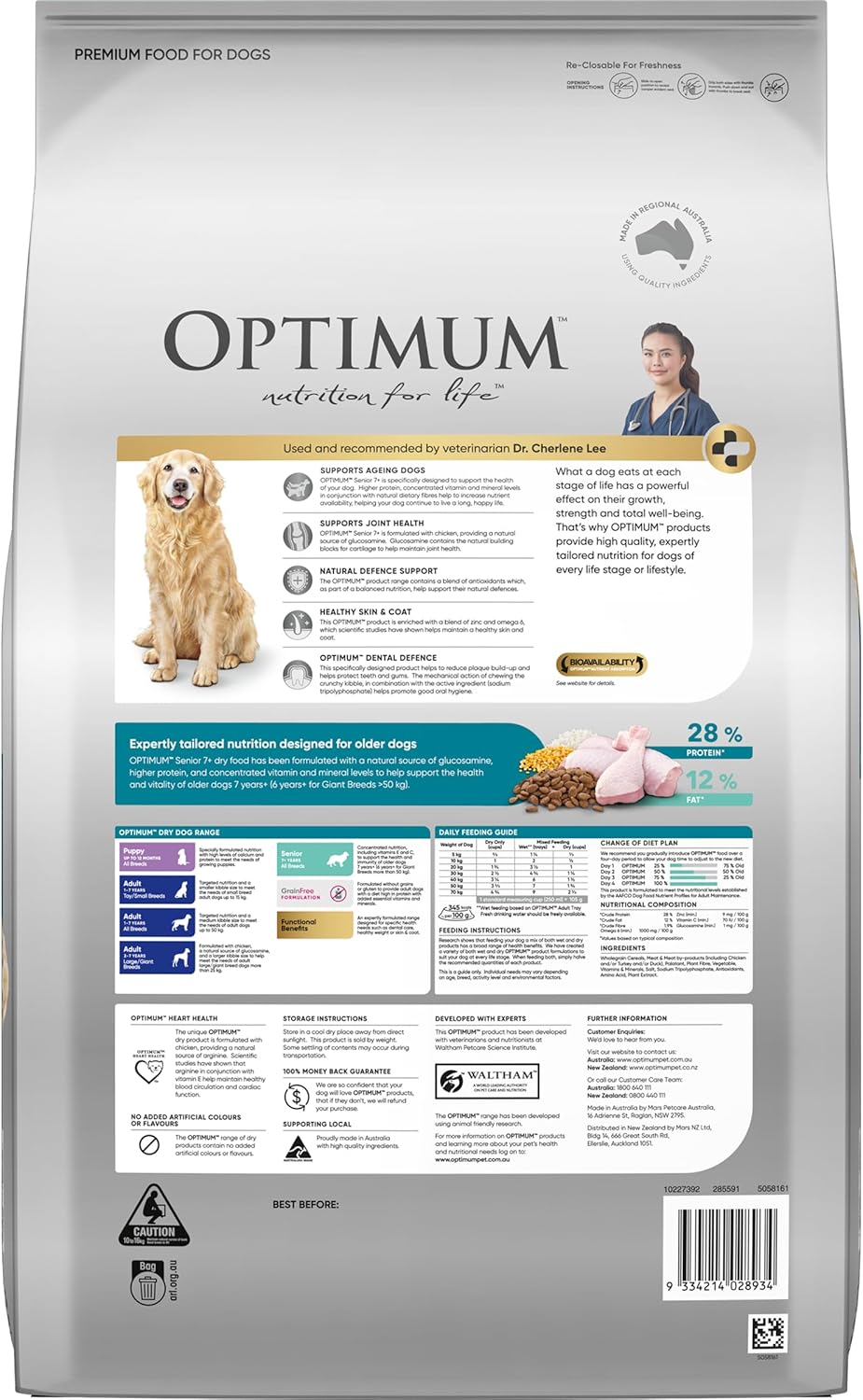 OPTIMUM Senior All Breeds Dry Dog Food with Chicken, Vegetables & Rice 13.7kg Bag
