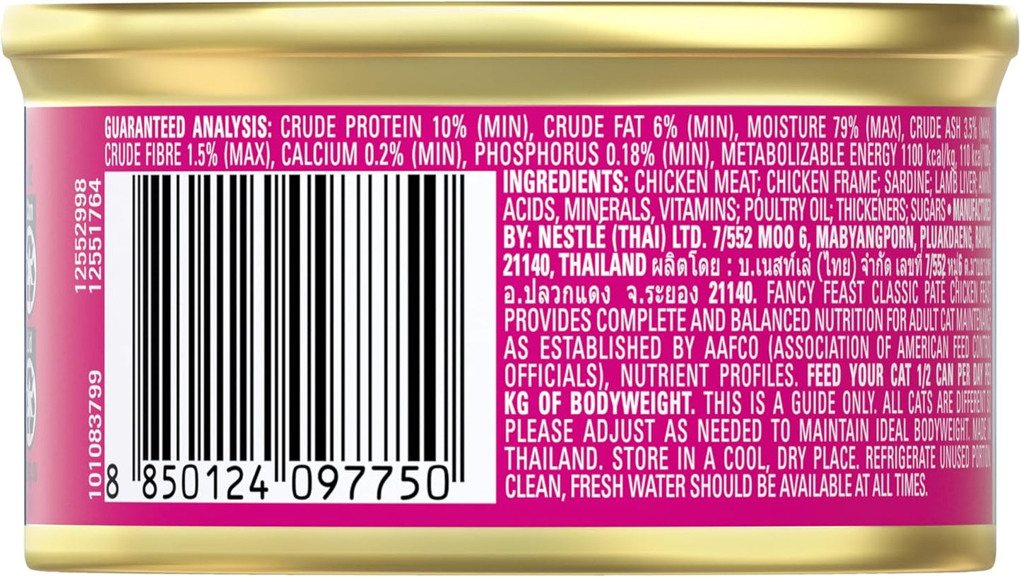FANCY FEAST Classic Paté Adult Wet Cat Food Chicken Feast 24x85g