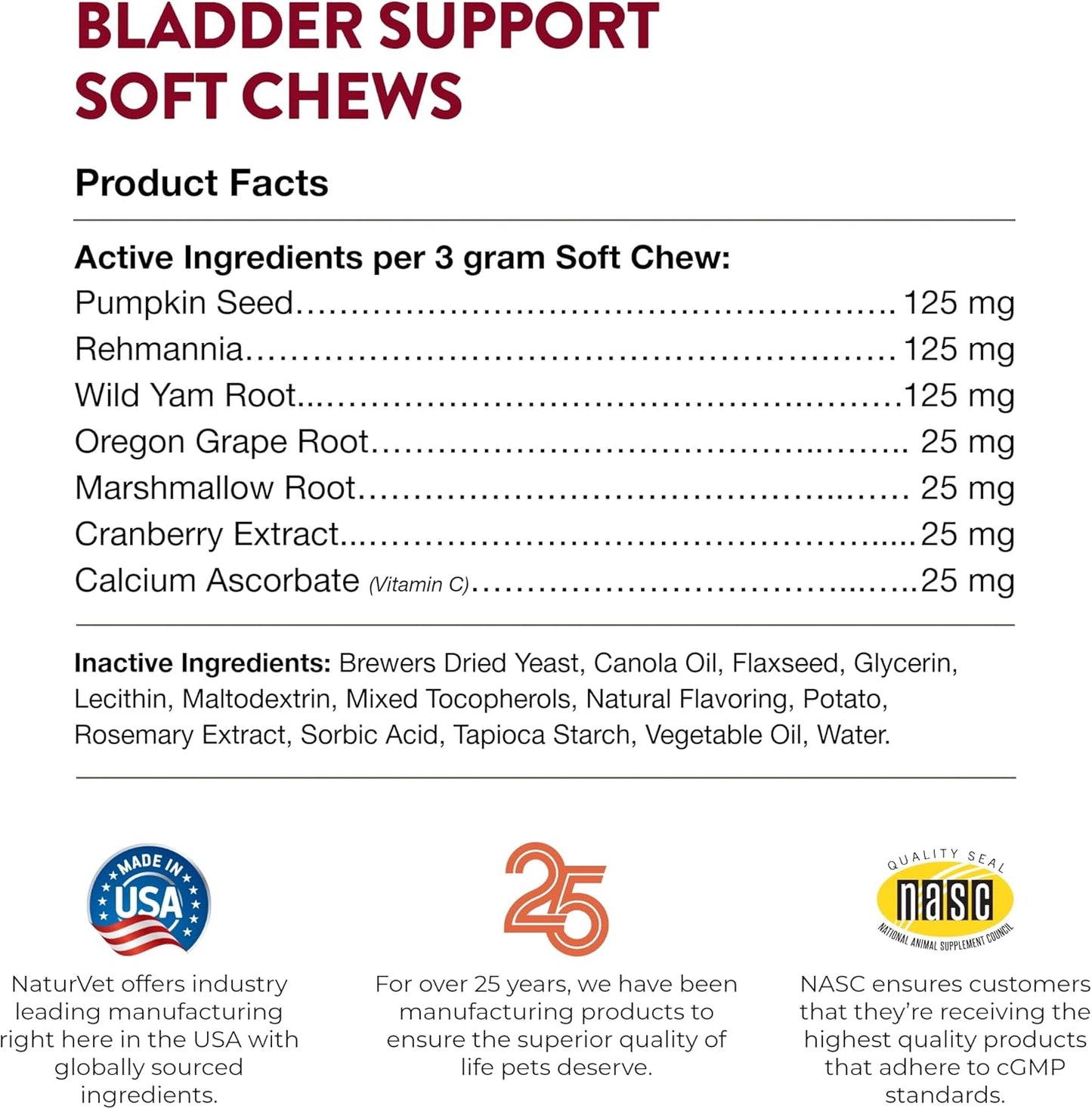NaturVet® Bladder Support Plus Cranberry for Dogs (60 Soft Chew) Brand: NaturVet