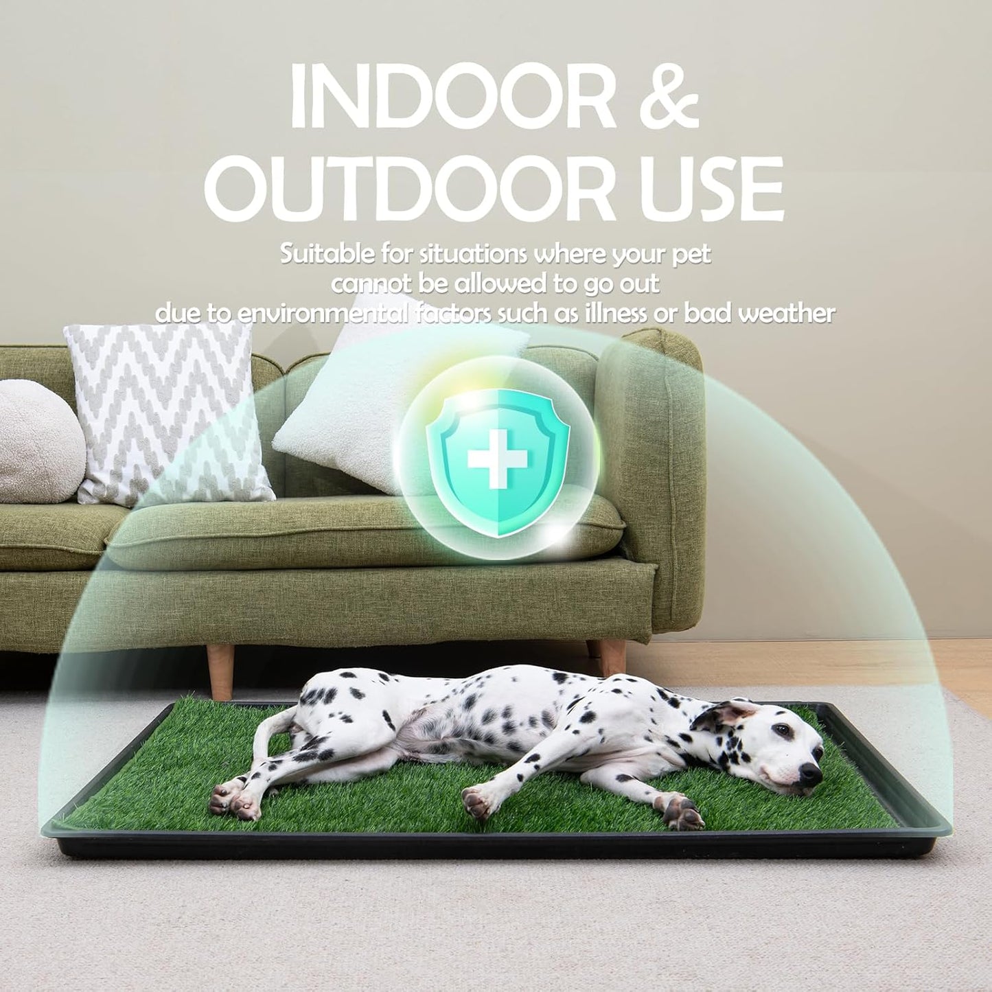 MEEXPAWS Large Dog Grass Toilet with Tray,85×59 cm Puppy Toilet Training Grass with 2 Artificial Grass Pads & 2 Pee Pads,Rapid Drainage for Indoor Use