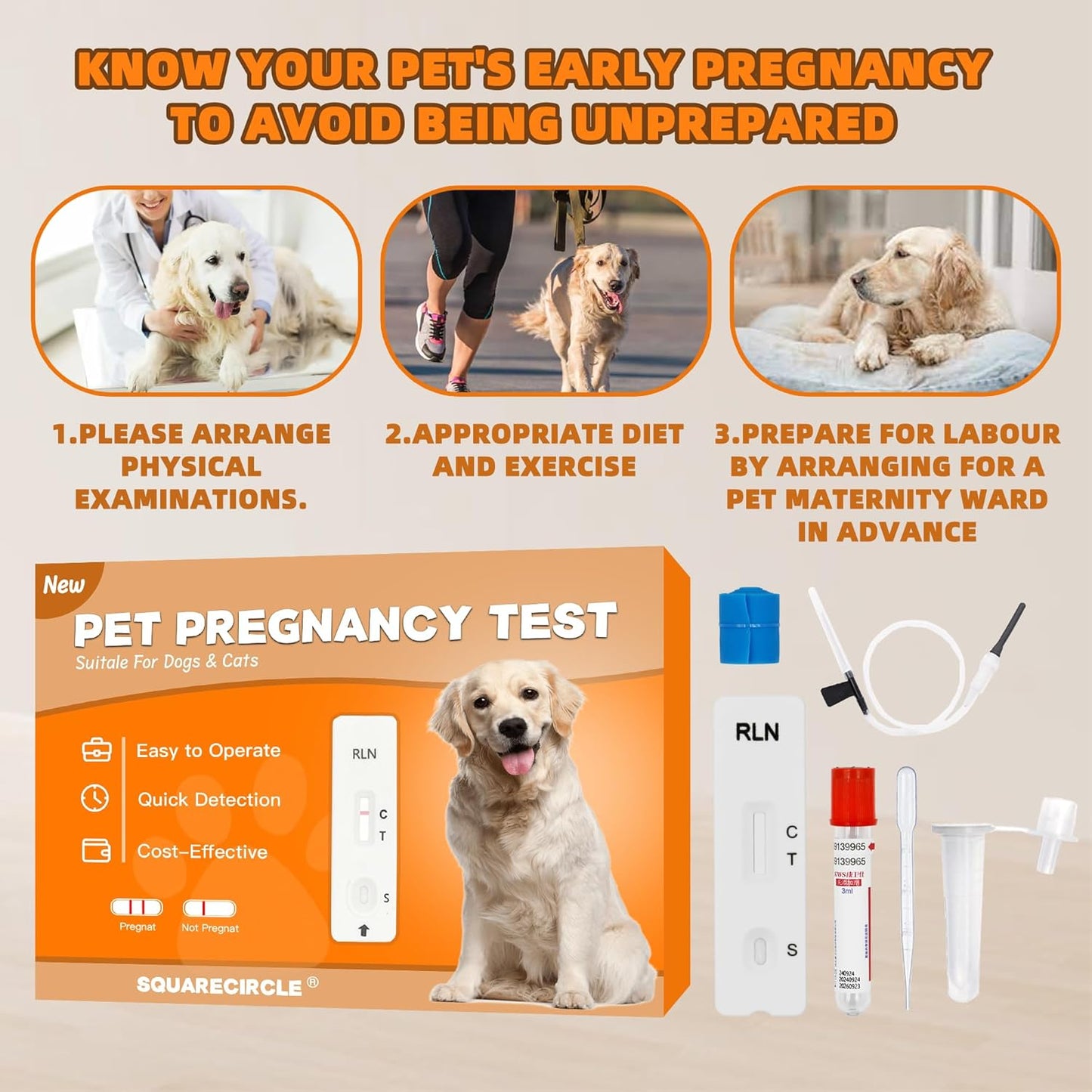 Dog Pregnancy Test Kit at Home - Early Pregnancy Test Strip for Dog Fast and Accurate Detection (1)