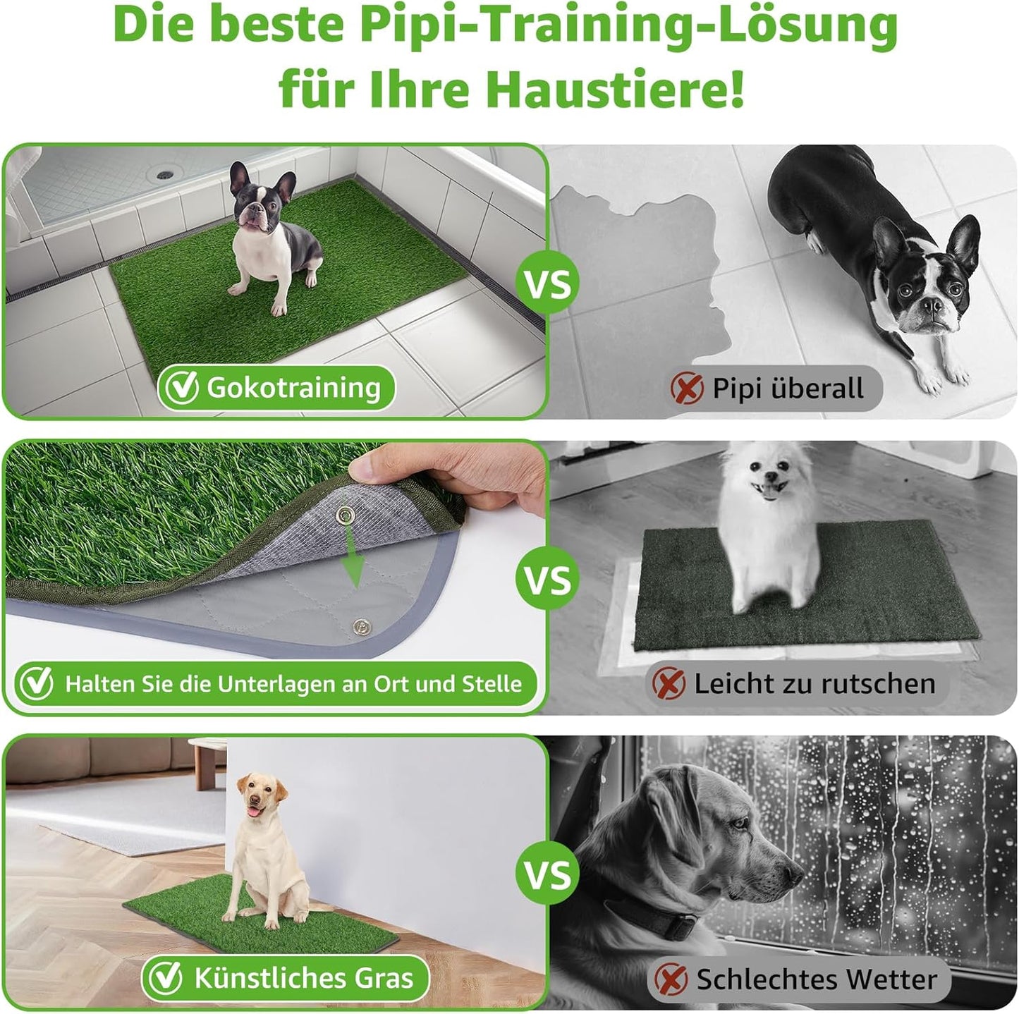 Reusable Dog Toilet, High Permeability Artificial Grass Dog Toilet with Washable Puppy Mat, Puppy Toilet for Home or Apartment