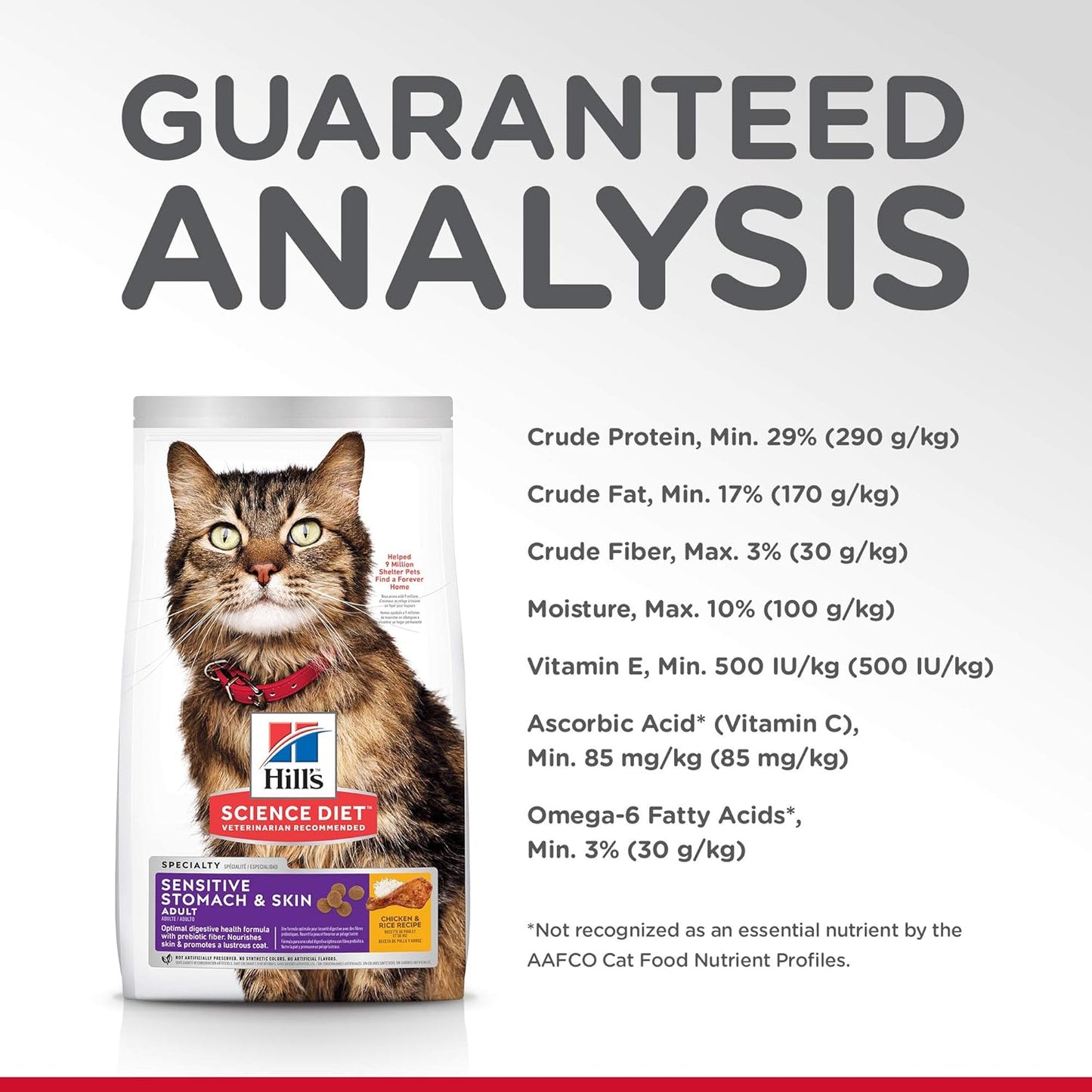 Hill's Science Diet Sensitive Stomach and Skin Adult, Chicken and Rice Recipe, Dry Cat Food, 3.17kg Bag