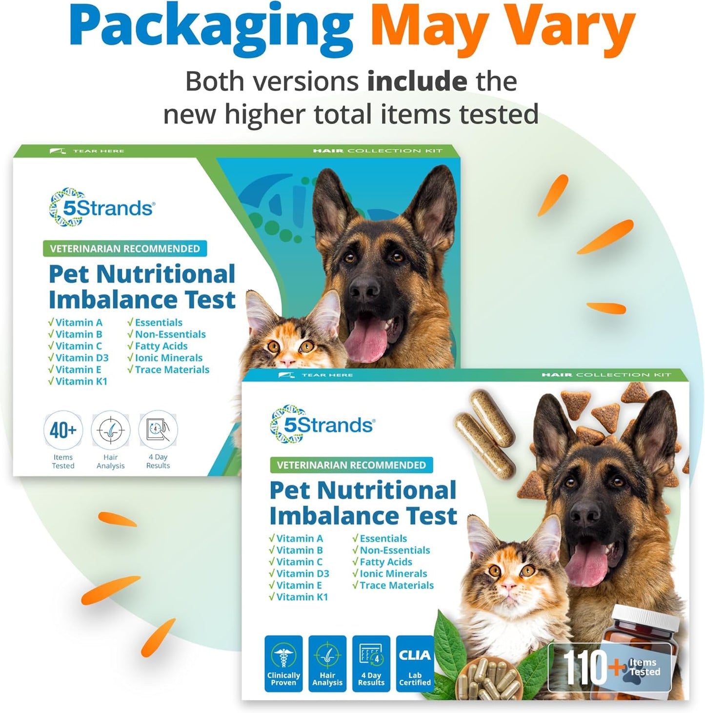 5Strands Pet Nutritional Imbalance Test, 112 Vitamins & Minerals Tested, at Home Dog & Cat Health Check for All Ages & Breeds, Nutrition Deficiency Test, Results in 4 Days