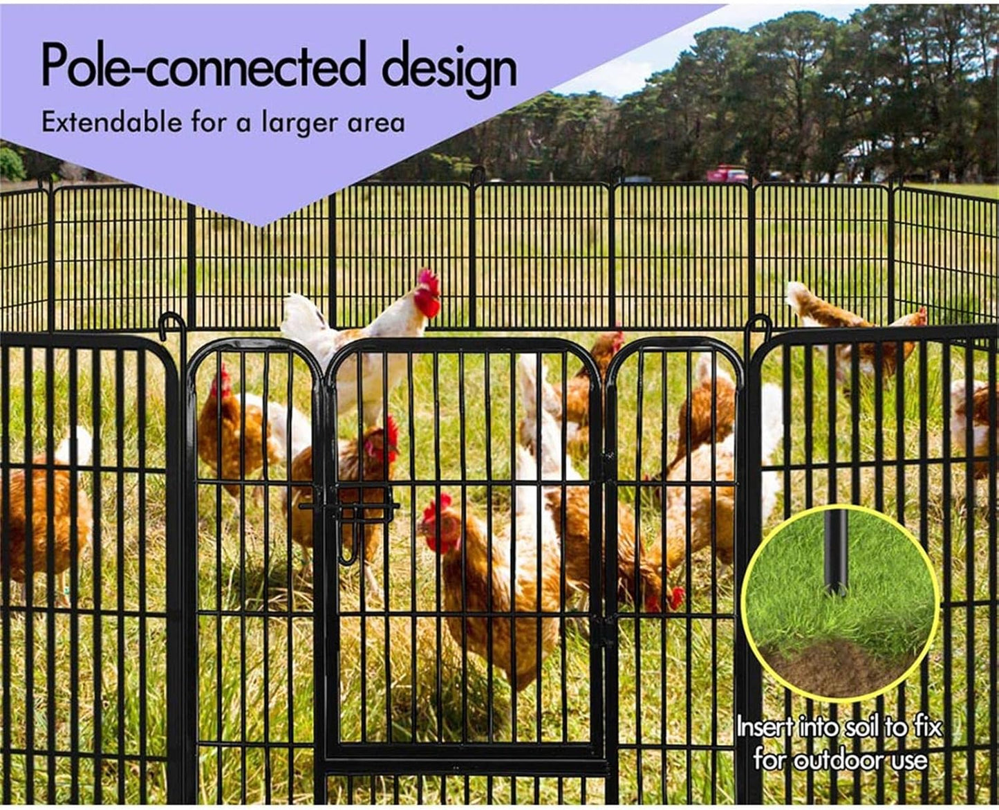 Beastie 24" Foldable Pet Dog Metal Playpen Enhanced, Universal Portable Pet Exercise Cage
