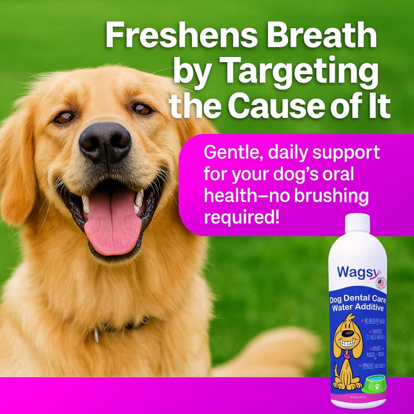 Dog Breath Freshener & Dental Care Water Additive for Dogs Teeth - Made in USA
