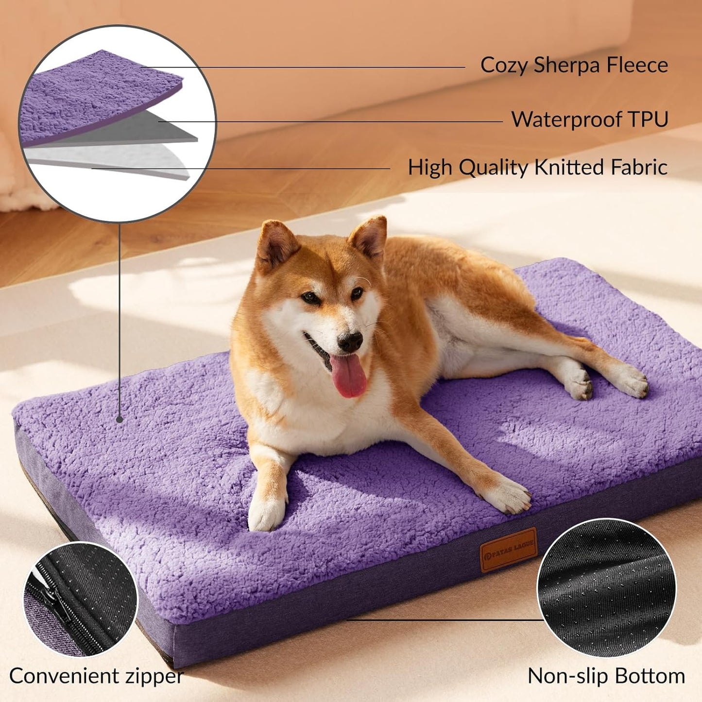 Patas Lague Orthopedic XL Dog Bed for Large Dogs 42''X28''