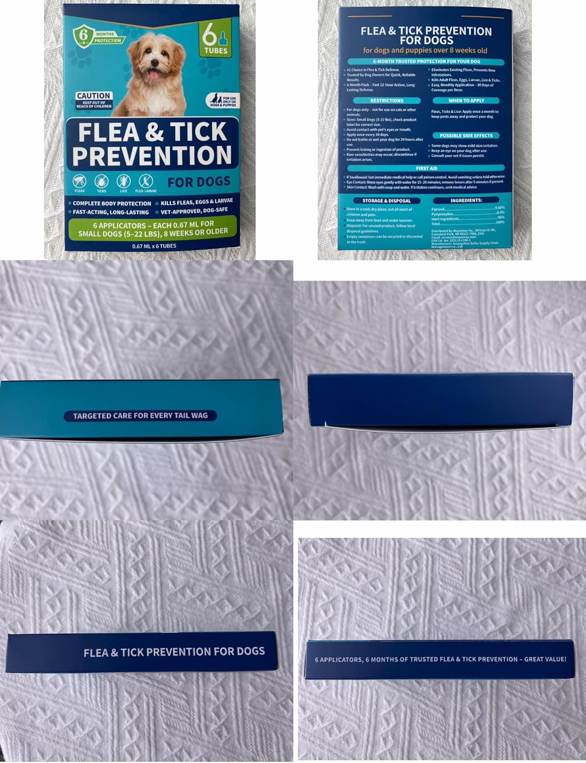 Flea and Tick Prevention for Small Dogs, 6-Month Supply Dog Flea and Tick Treatment Drops, Topical Fast-Acting Dog Flea Treatment for Small Dogs Up to 5 to 22 lbs