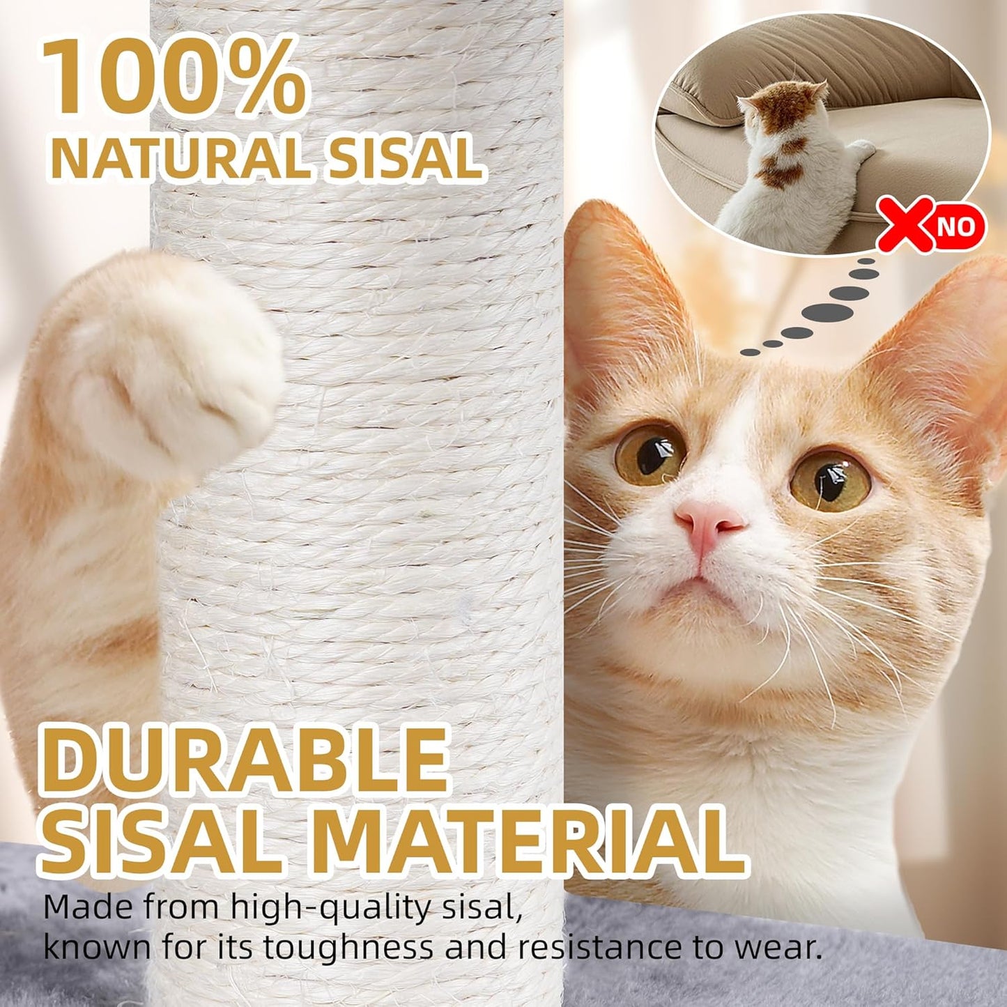 TWDEPART Cat Tree Tower with Scratching Posts,Activity Centre Climbing Tree Furniture with Cat Condo and Two Hammocks,Grey