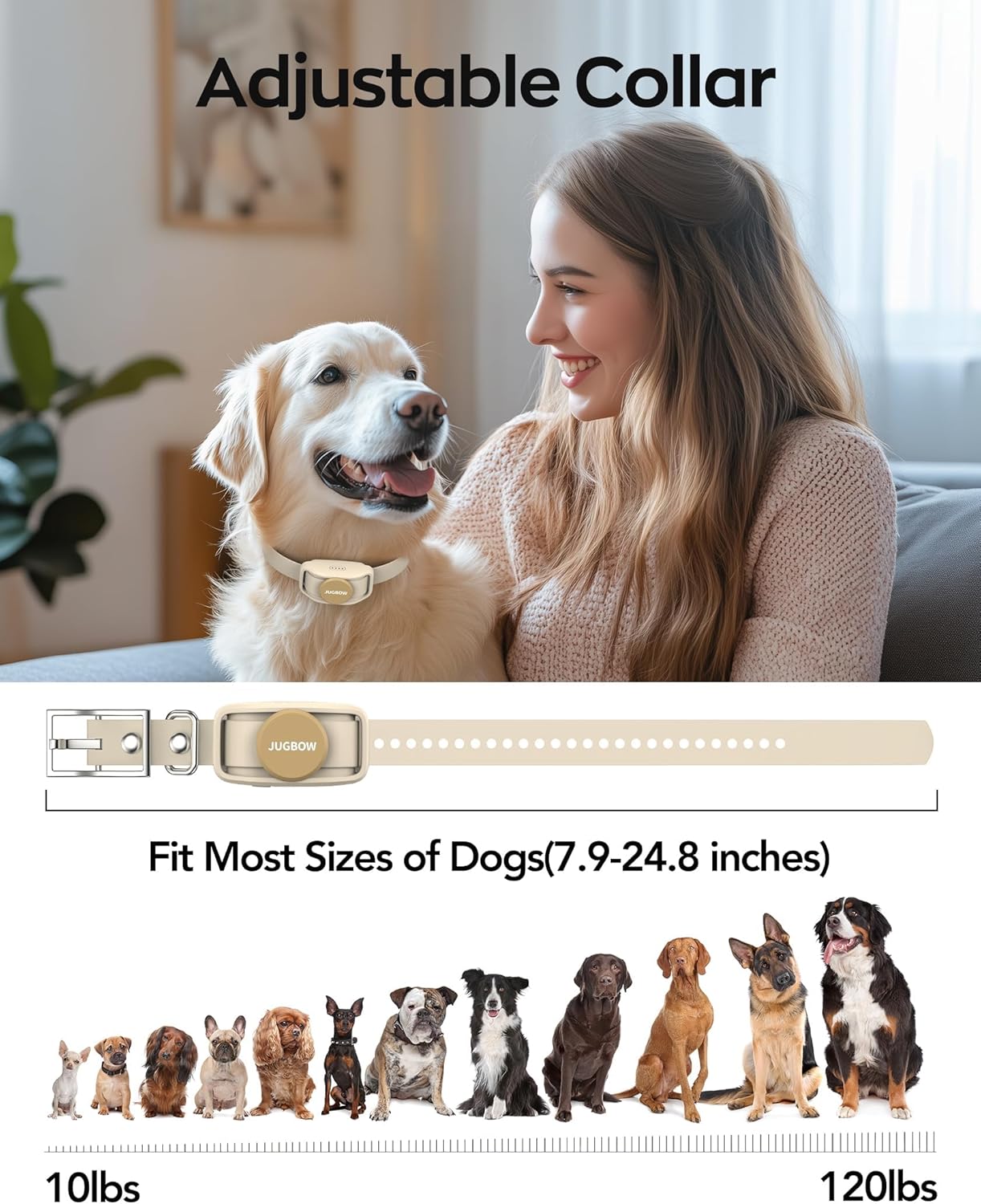 Jugbow Dog Training Collar - 4200FT Remote Dog Collar with 3 Training Modes(Beige)