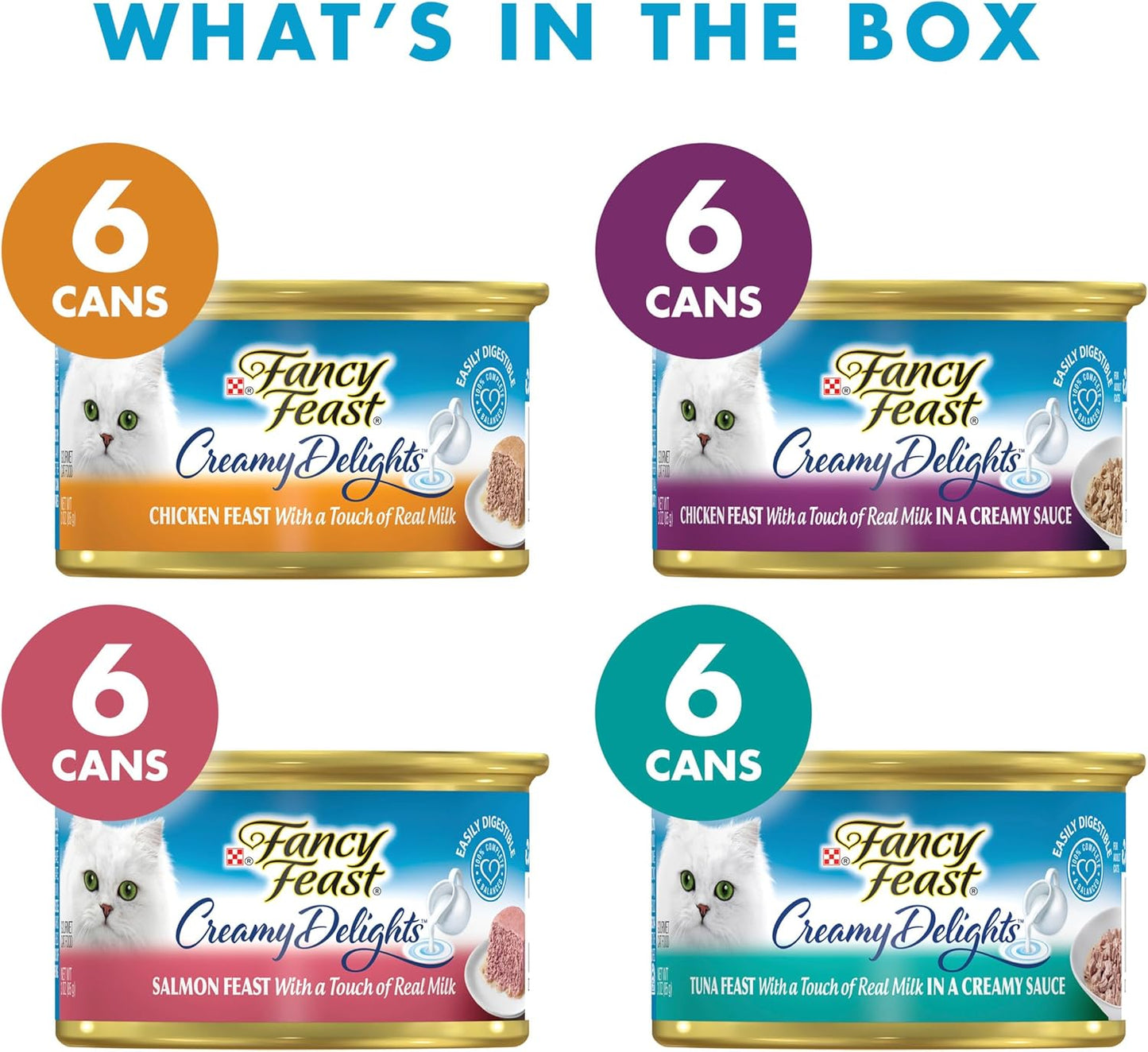 Purina Fancy Feast Wet Cat Food Variety Pack, Creamy Delights Poultry & Seafood Collection - (24) 3 oz. Cans
