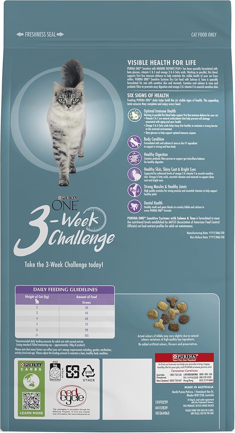 PURINA ONE Adult Dry Cat Food Sensitive Salmon & Tuna 1.4kg