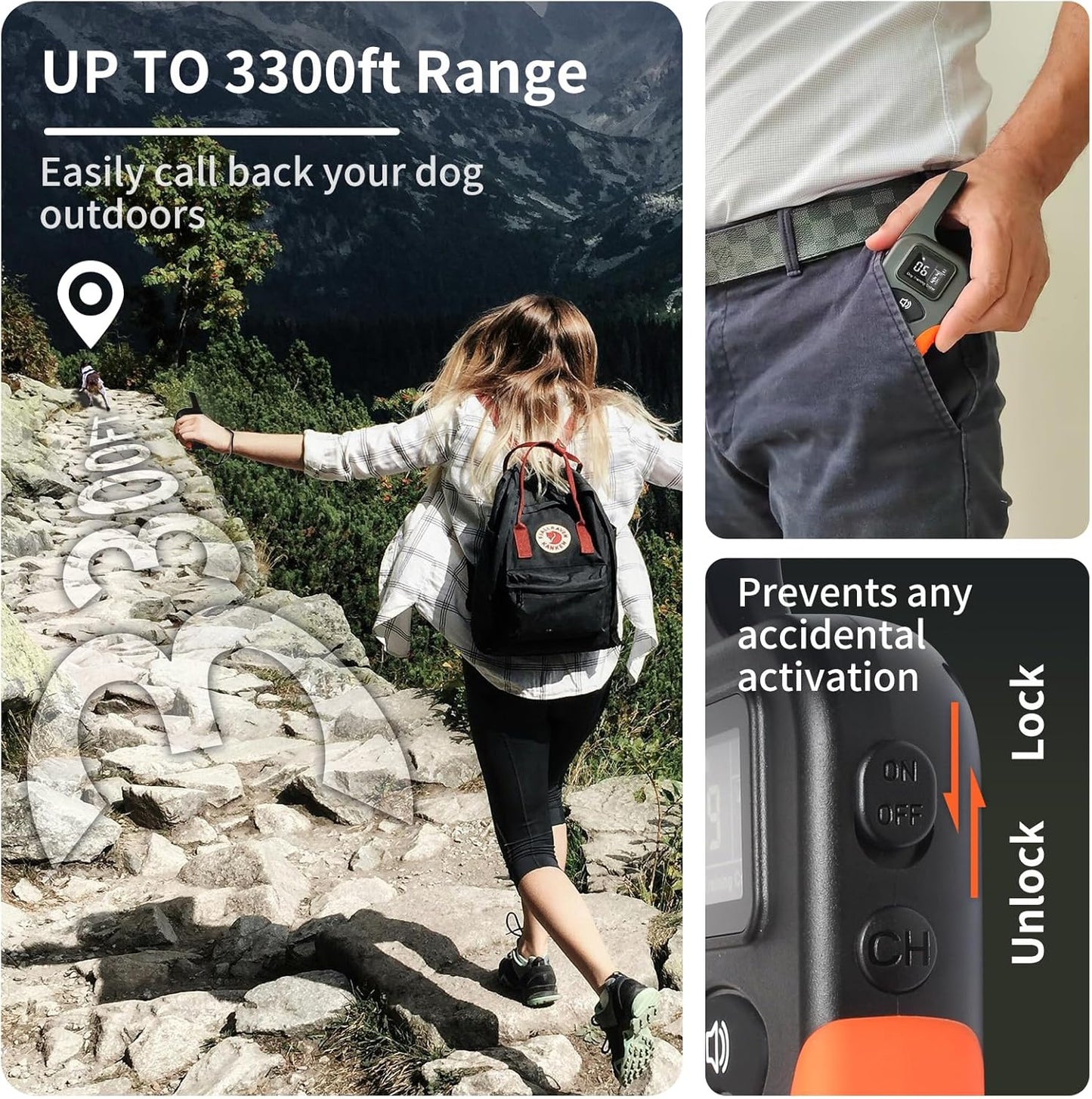 PaiPaitek No Shock Dog Training Collar with Remote 3300ft Range, Strong Vibrating Dog Collar Beep and Vibrate Only, Waterproof & Rechargeable Vibration Collar for Small Medium Large Dogs - No Prongs