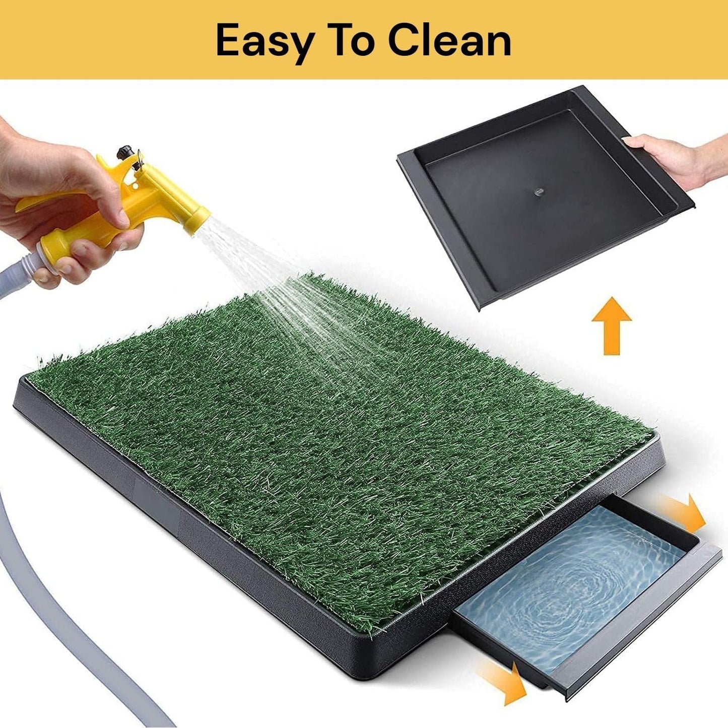 Dog Grass Pad with Tray Large, Puppy Turf Potty Reusable Training Pads with Pee Baffle, Artificial Grass Patch for Indoor and Outdoor Use, Ideal for Small and Medium Dogs