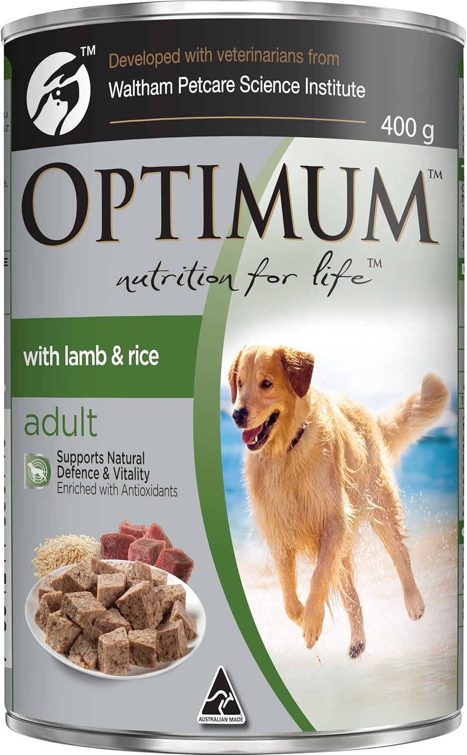 OPTIMUM Adult Wet Dog Food with Lamb and Rice 400g Can, 24 Pack