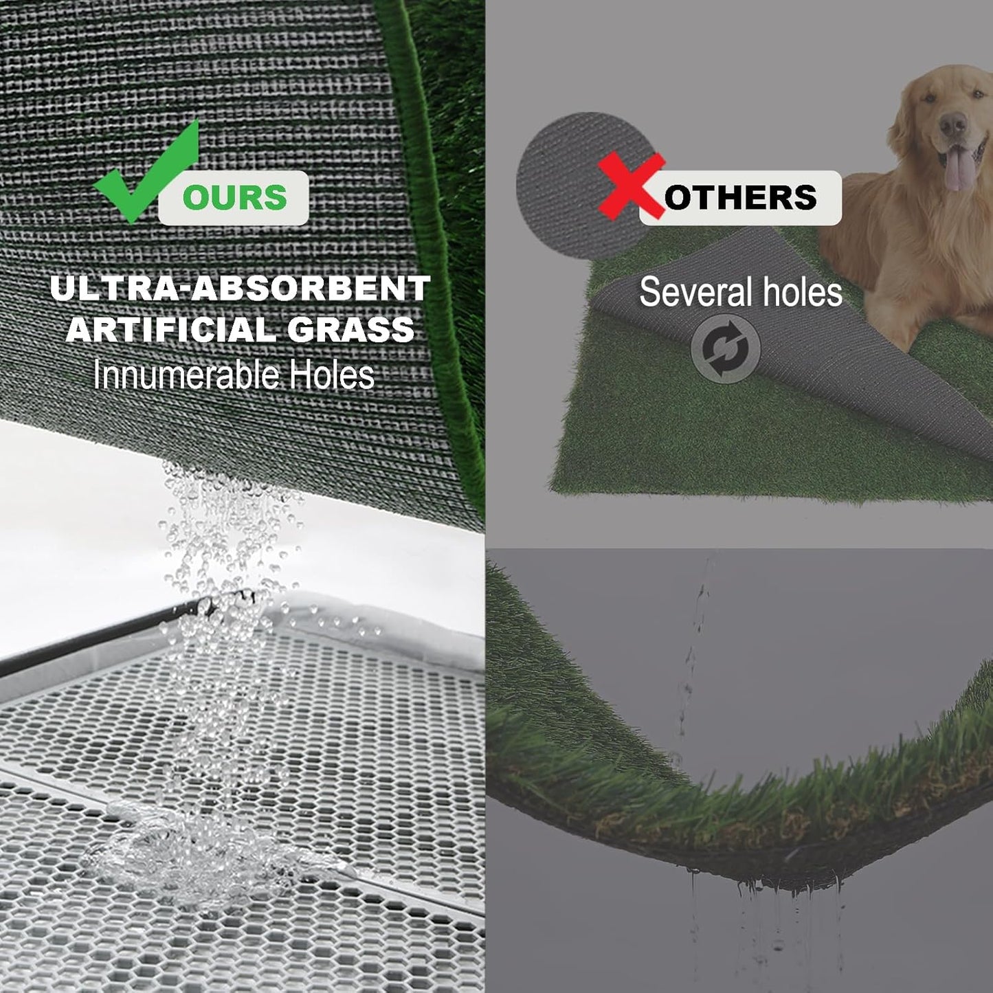 HQ4US 4LEGS Dog Grass Pad with Tray Large 34’’×23’’