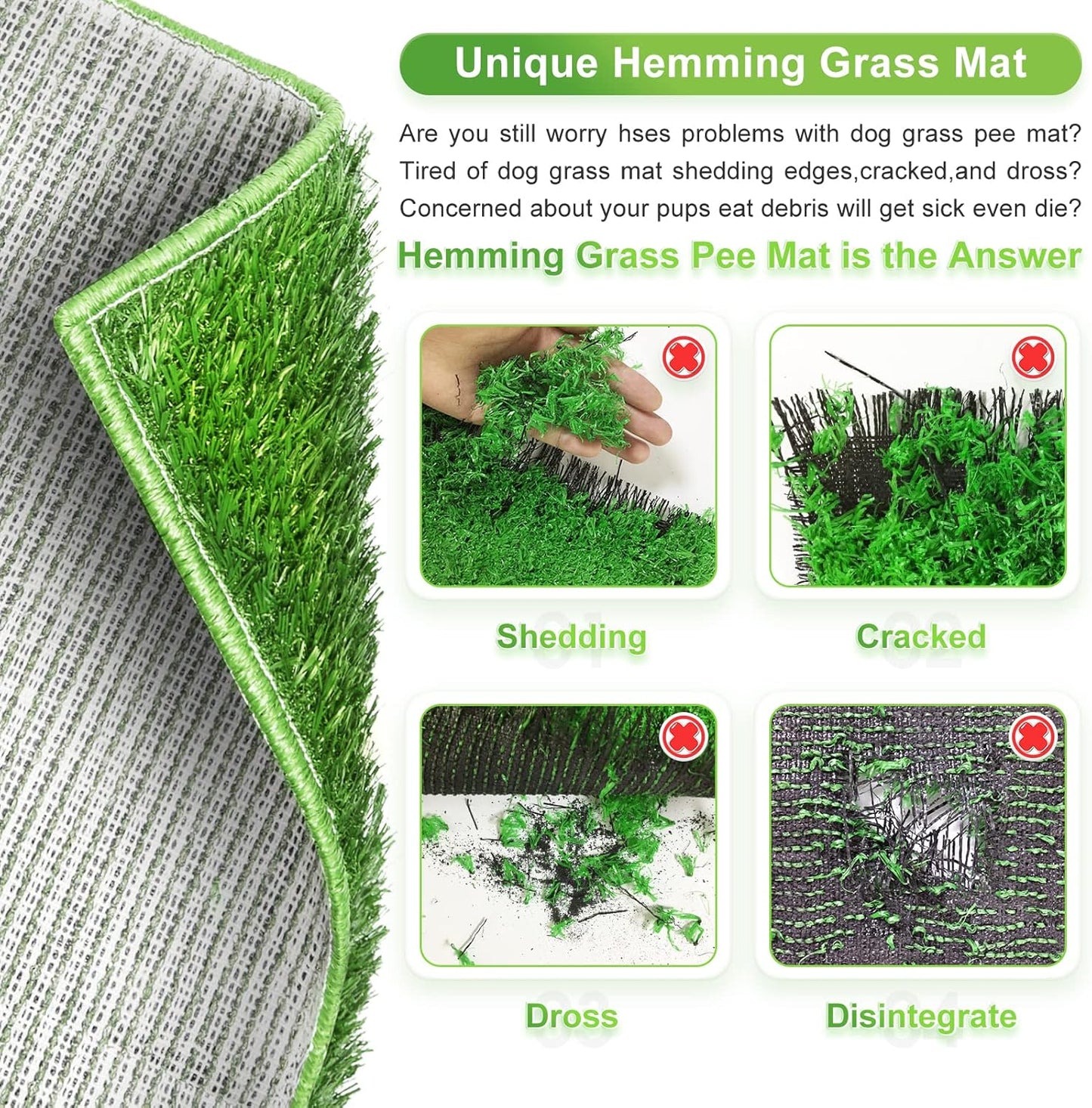 Hompet Dog Grass Pad with Tray Large, Small and Medium Dogs (30"×20")