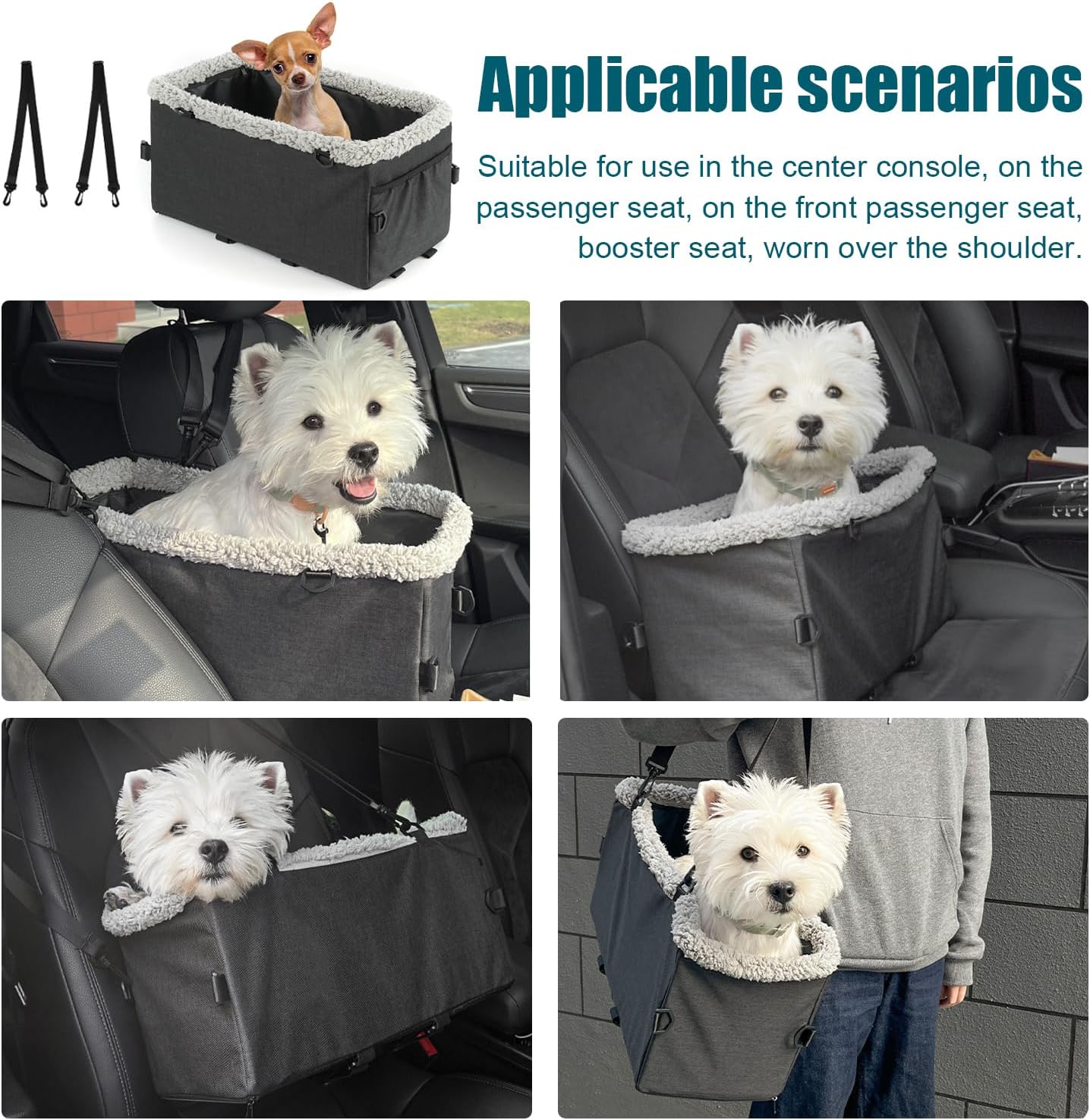 LAMCAN Dog Car Seat, Dog Booster Car Seat for